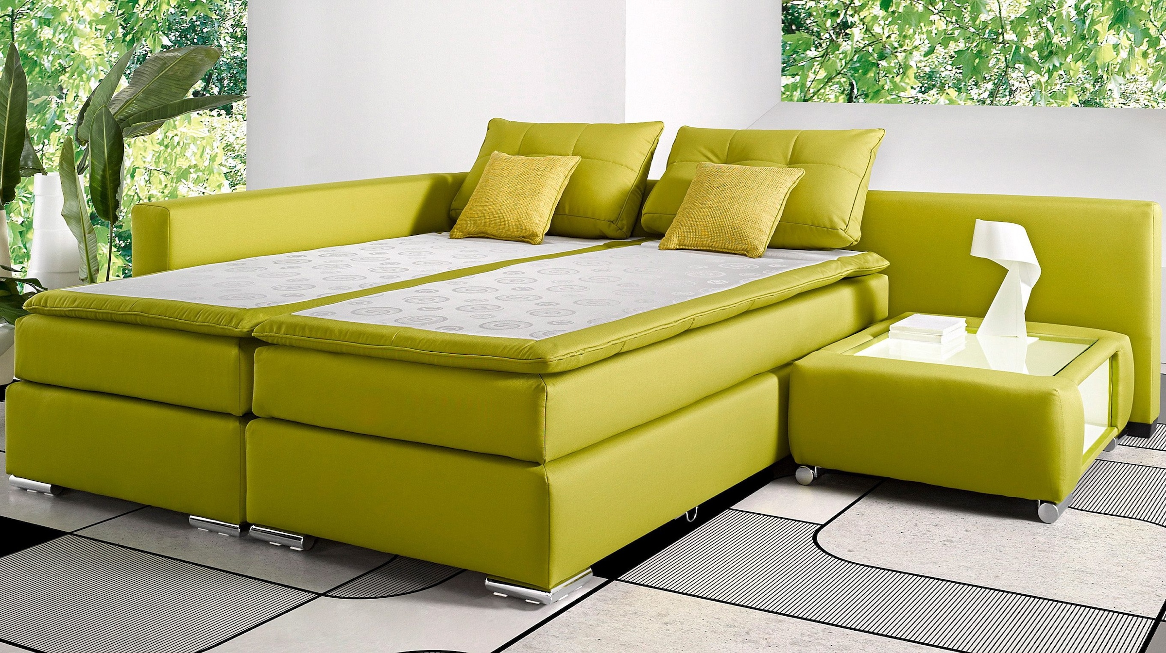 INOSIGN Ecksofa »Boxspringbett Night & Day L-Form mit Dauer-Schlaffunktion o. Armlehnen«, mit Boxspring-Bettfunktion 164x200 cm und Bettkasten, Dauerschläfer!