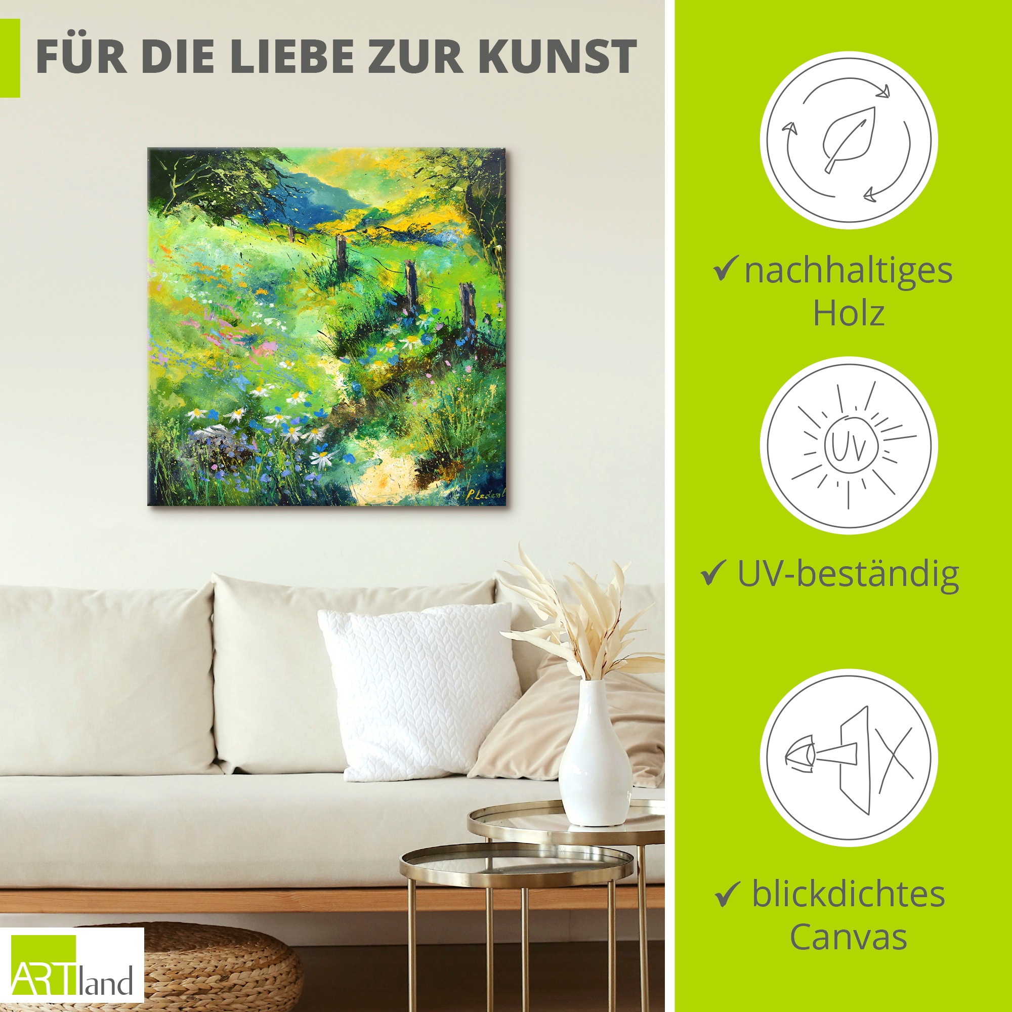 Artland Wandbild »Green field« Wiesen & Baumbilder 1 Stk. tlg. als Alubild, Leinwandbild, Poster, Wandaufkleber in verschied. Größen
