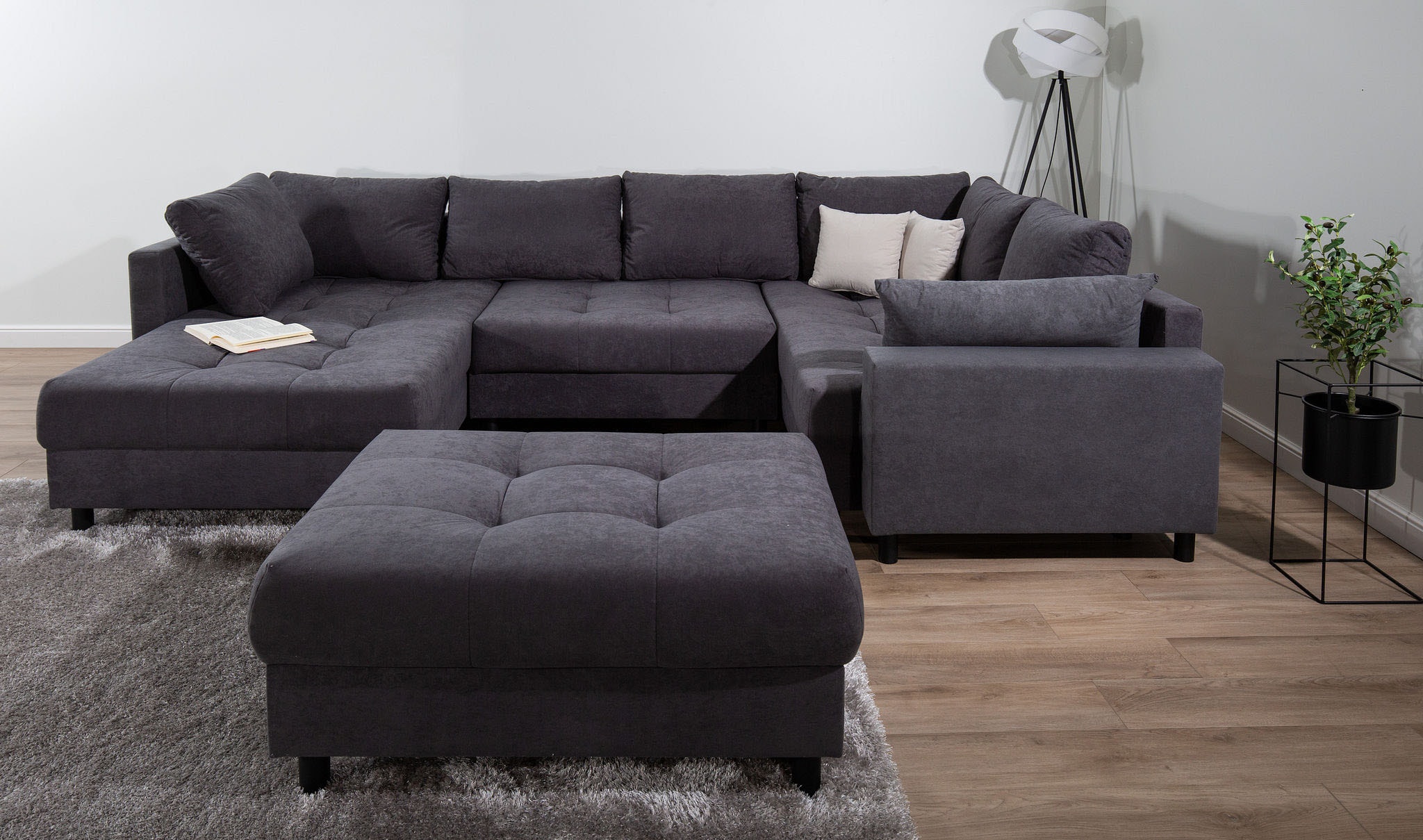 COLLECTION AB Wohnlandschaft "Toni U-Form, B: 298 cm" Set: Sofa & Hocker, 2 Zierkissen, Federkern