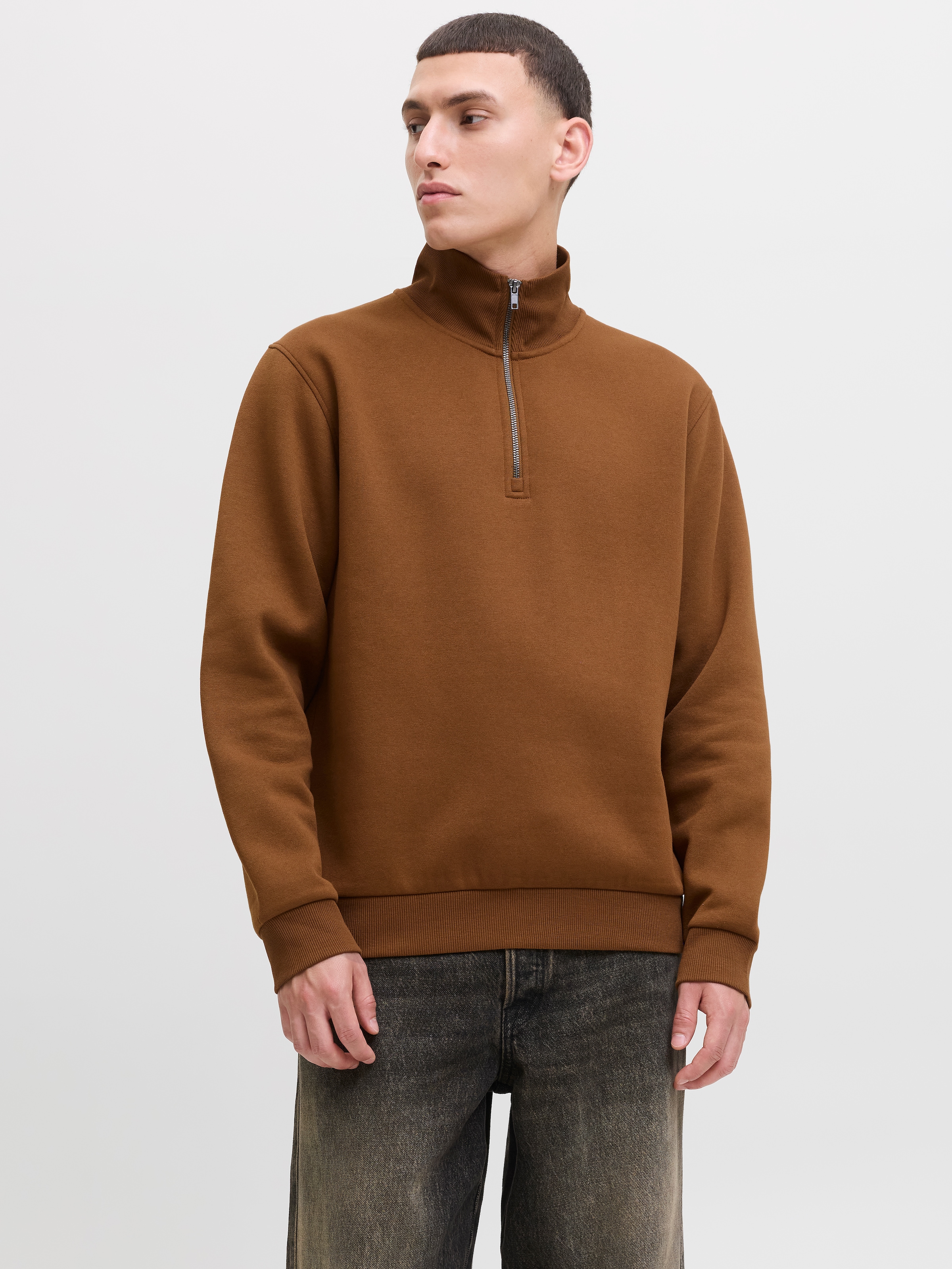 Jack & Jones "JJEBRADLEY SWEAT HALF ZIP NOOS", Materialmix, relaxed fit günstig online kaufen