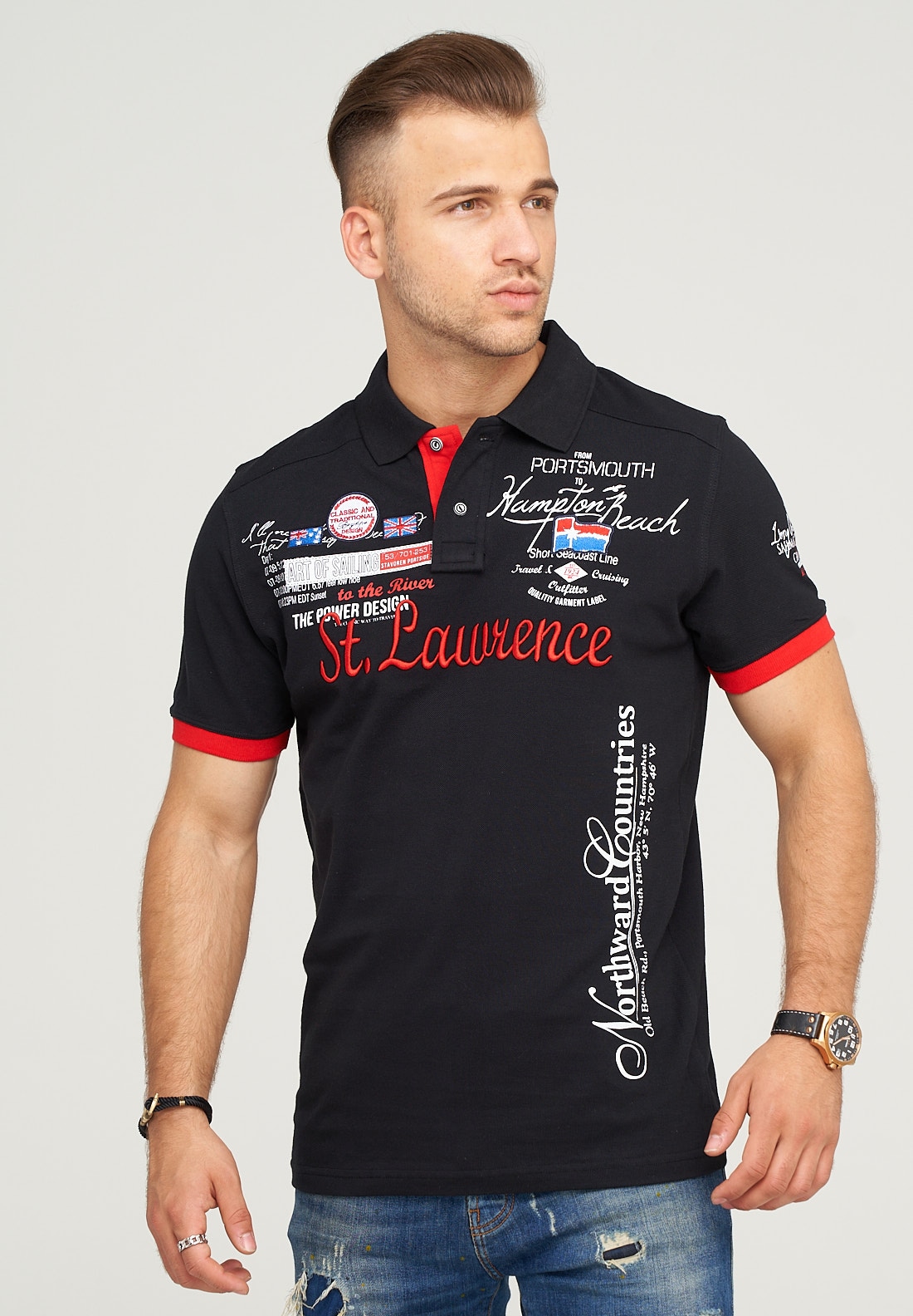 behype Poloshirt "LANAY", mit sportiver Stickerei