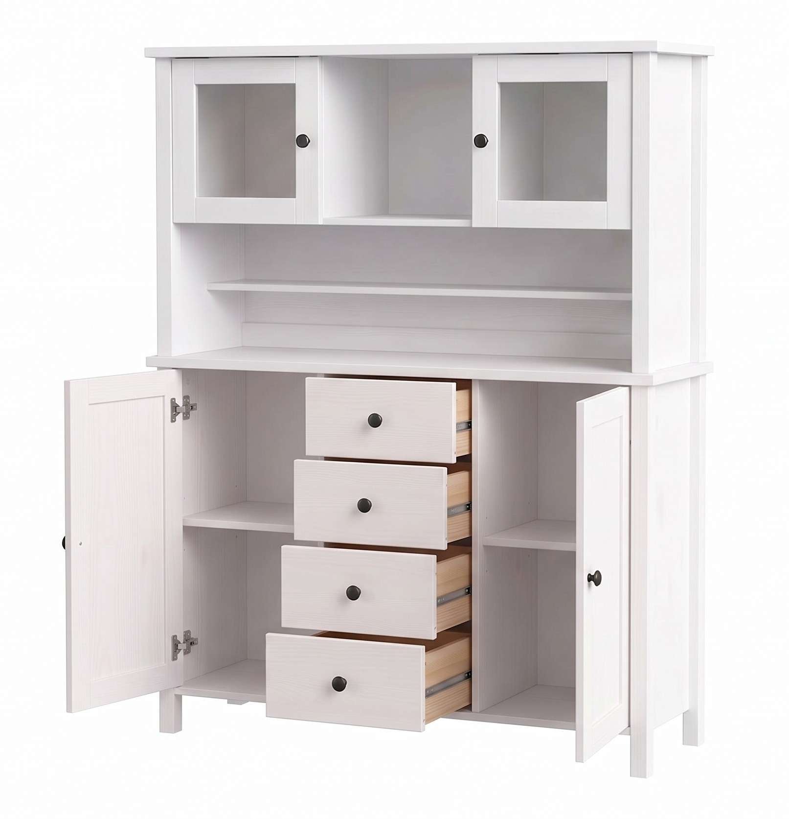 OTTO home Buffet »Mikkeli Küchenbuffet mit 2 Glastüren, Metallgriffe« aus massiver FSC®-zertifizierter Kiefer, moderner Landhausstil