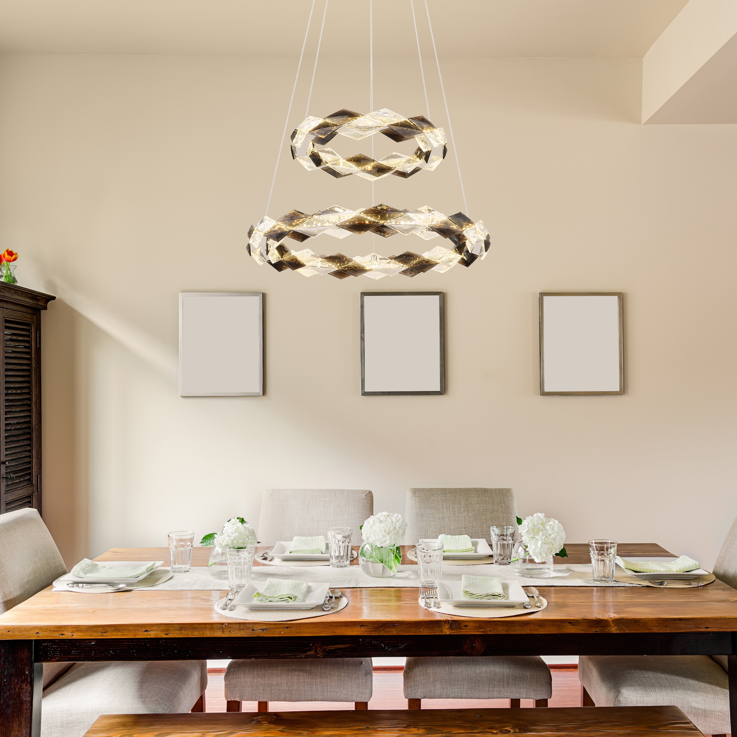 GLOBO LIGHTING LED Pendelleuchte »KARILION«, Leuchtmittel LED-Modul | LED fest integriert, Hängelampe/Hängeleuchte/Wohnzimmer/Esstisch/elegant