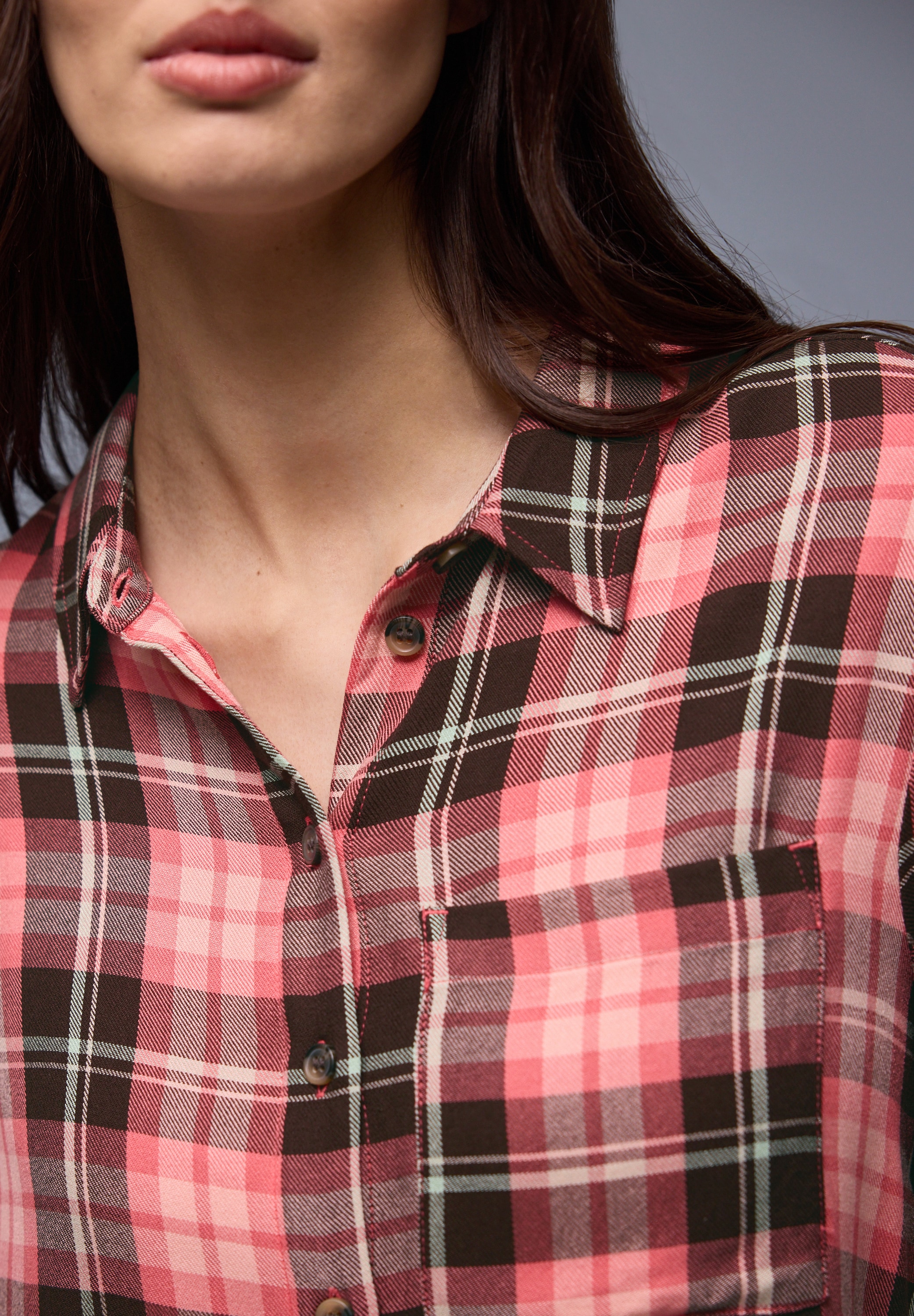 STREET ONE Langarmbluse in Karo-Optik und als Viskose