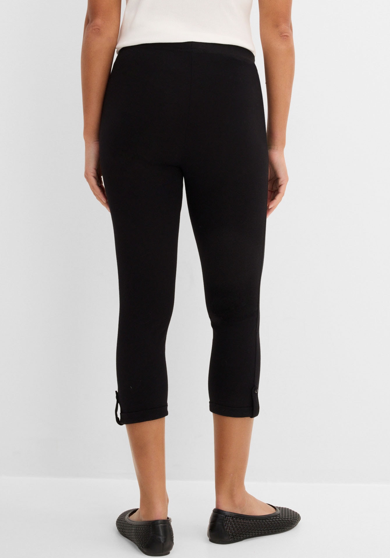 bonprix Caprileggings  aus Baumwolle mit Elasthan, Skinny Fit, mit gekrempeltem Saum