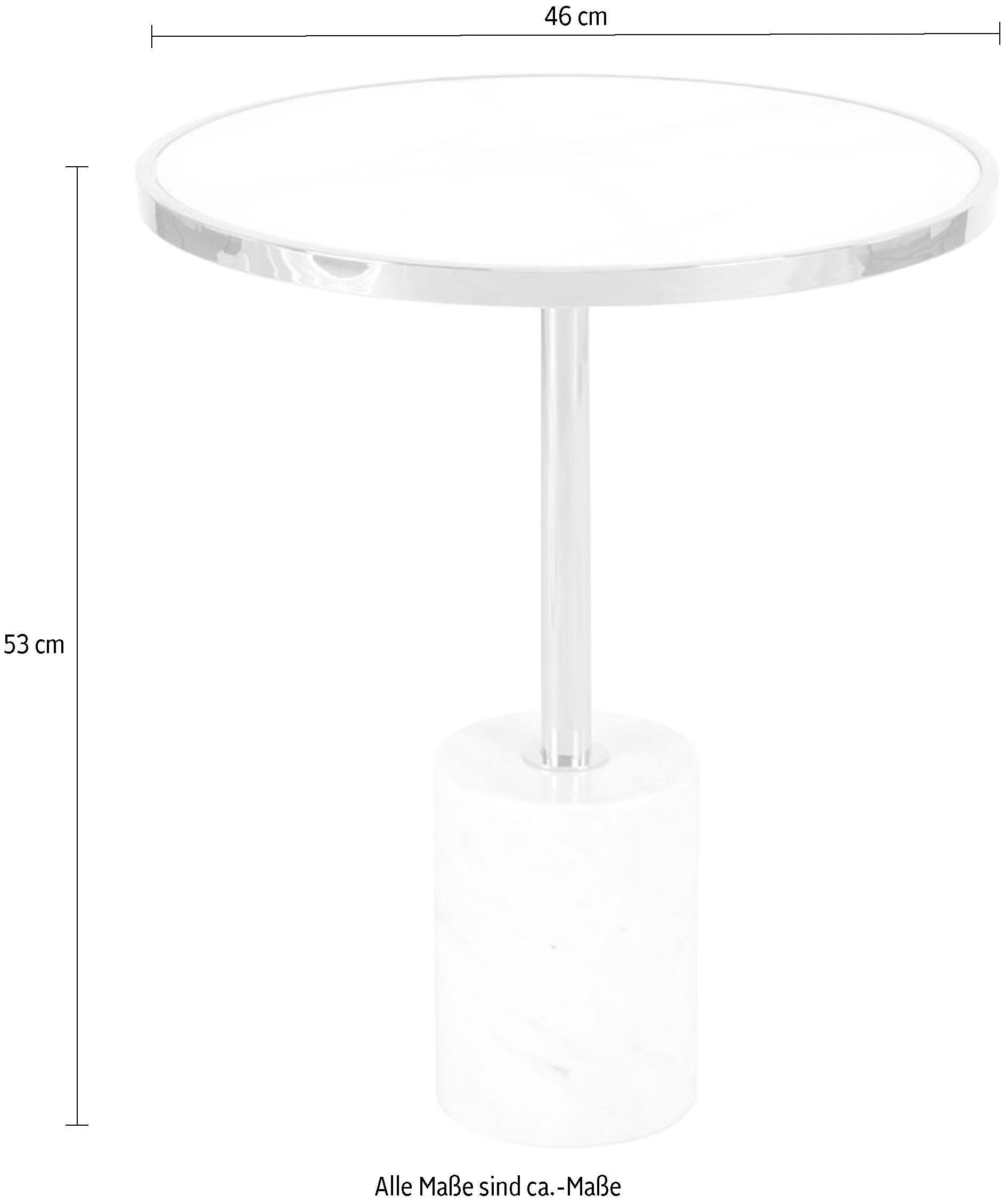 Kayoom Beistelltisch »Lana 525, luxuriöser Beistelltisch, Glamour-Optik, edles Metallgestell«, (1 St.), Ablage in Marmoroptik, Standfuß aus echtem Marmor, hochwertig