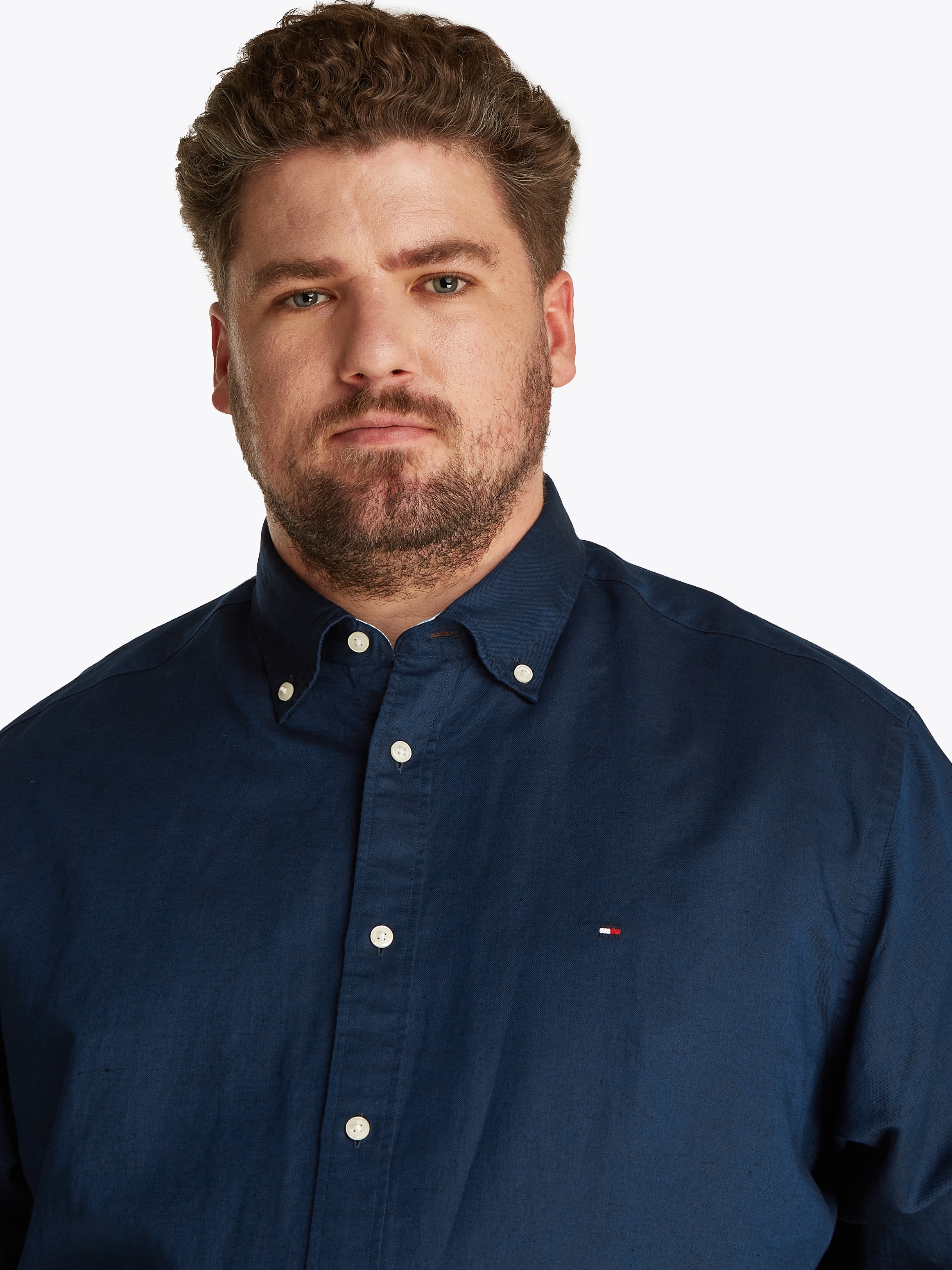 Tommy Hilfiger Big & Tall Langarmhemd »BT-LINEN BLEND SOLID«, Große Größen
