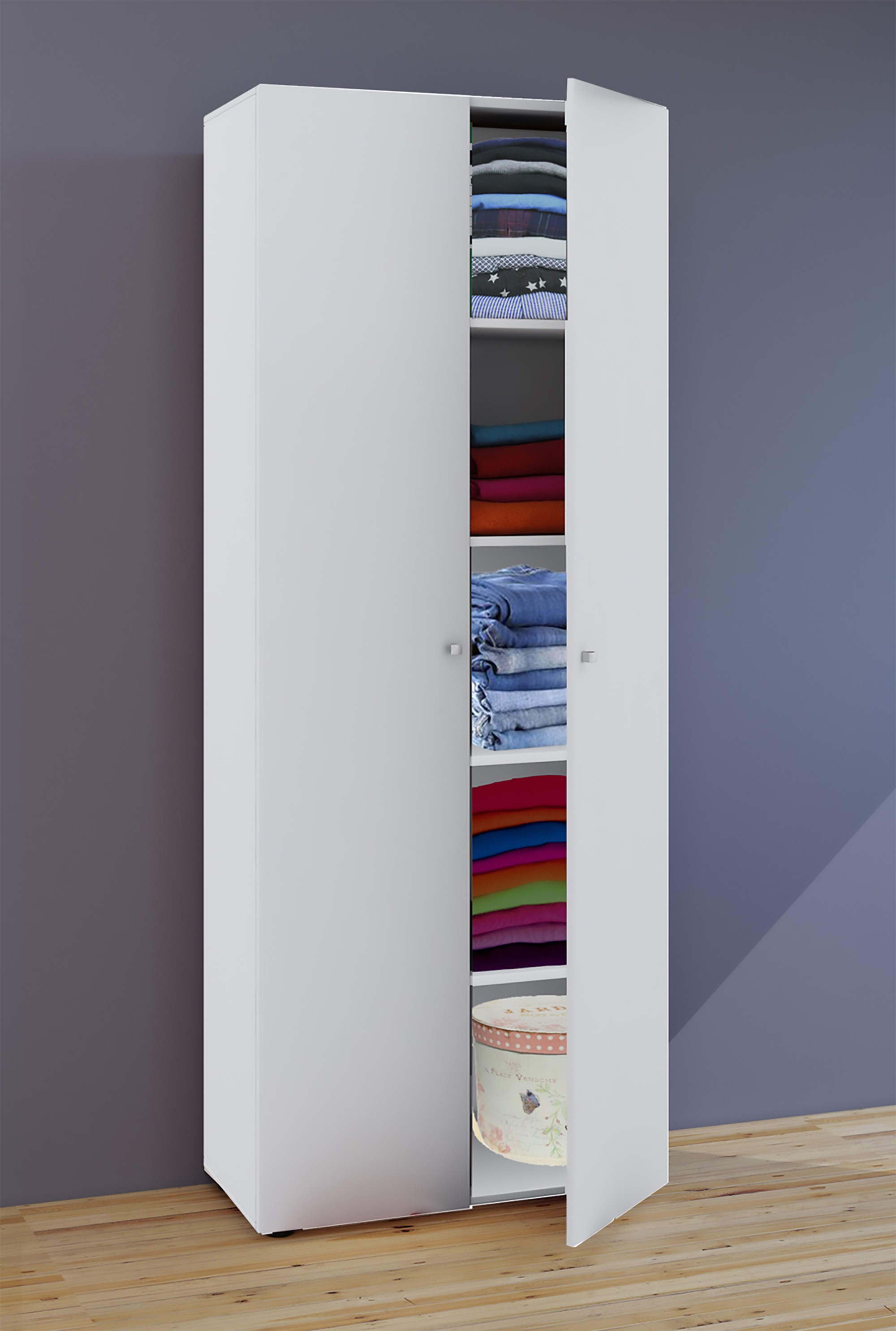 VCM Kleiderschrank »VCM Holz Kleiderschrank | 5 Fächer | Maße ca. B. 70 x H. 178 x T. 40 cm | 2 Drehtüren | erweiterbar | Schrank - Vandol«, (1 St.)