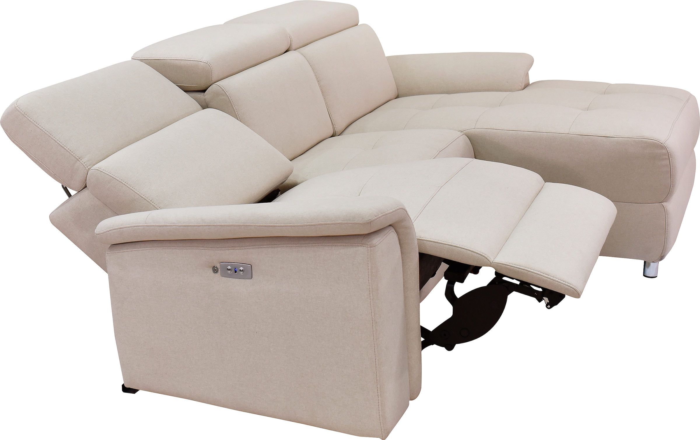 Places of Style Ecksofa »Pareli, L-Form, 259cm,m. Recamiere, Echtleder, Kunstleder, Webstoff«, man. o. elektr. Relaxfunktion, USB/Kopfteilverstellg u. LED