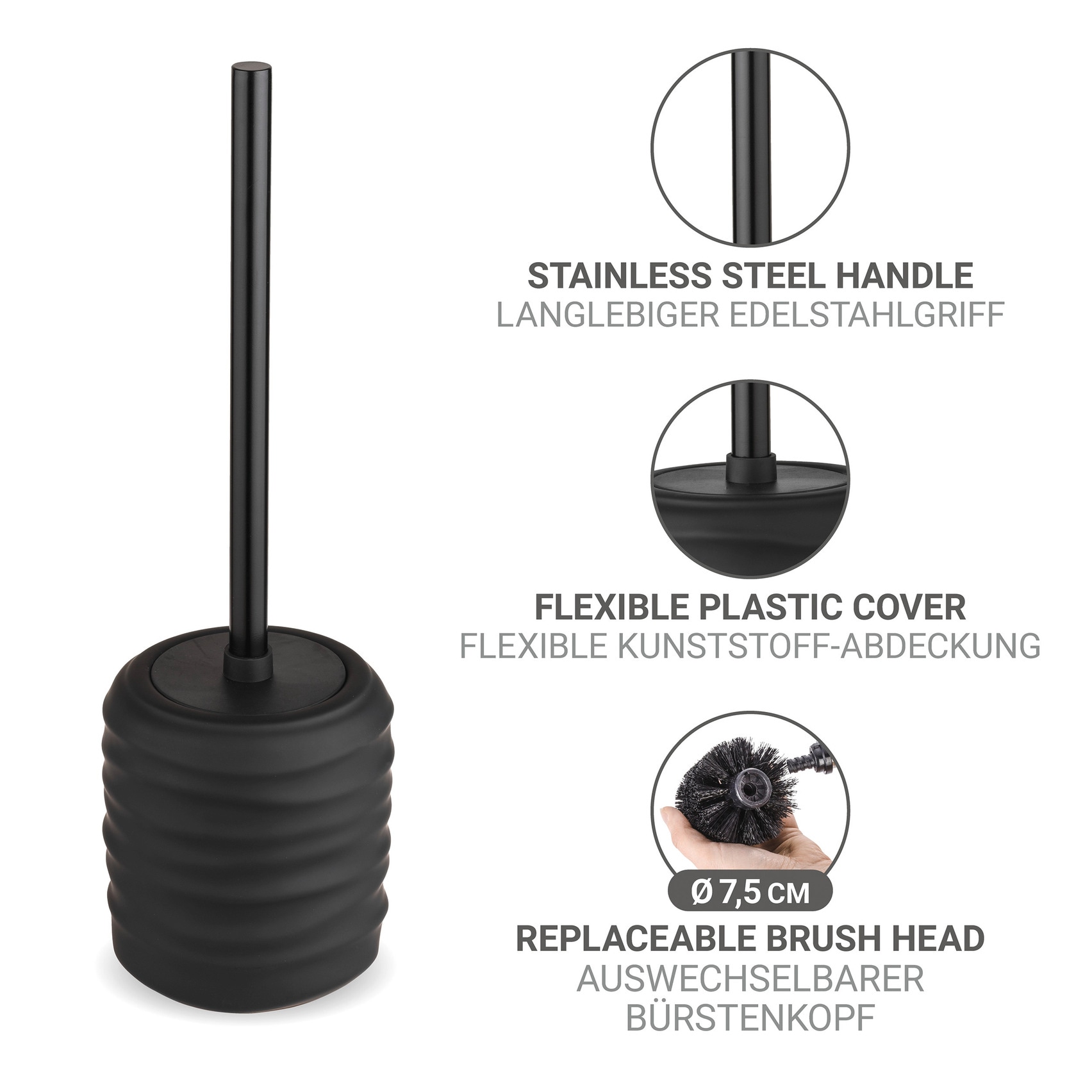 WENKO WC-Garnitur »Illana« Keramik mit Soft-Touch-Beschichtung, Toilettenbürste mit Abdeckung