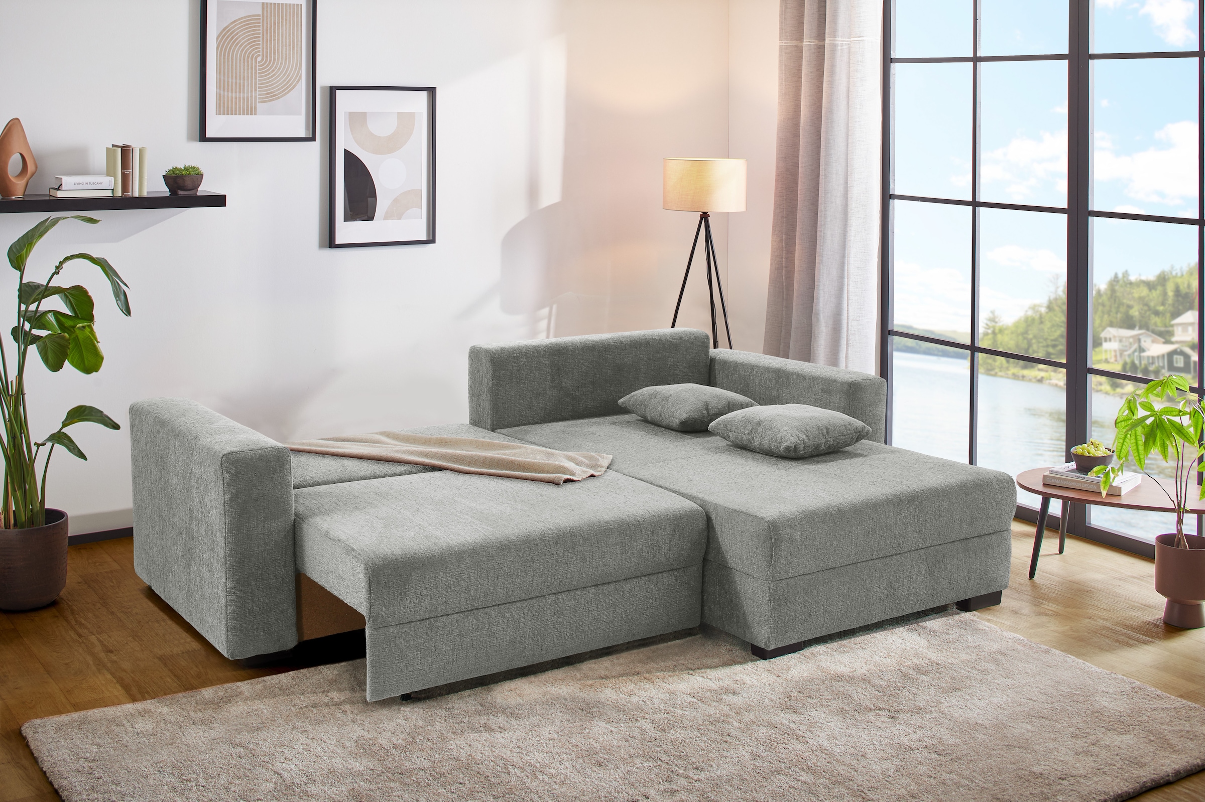 Jockenhöfer Gruppe Ecksofa »Saalbach, L-Form, Breite 261cm«, inkl. Bettfunktion & Bettkasten, Ottomane links/rechts montierbar