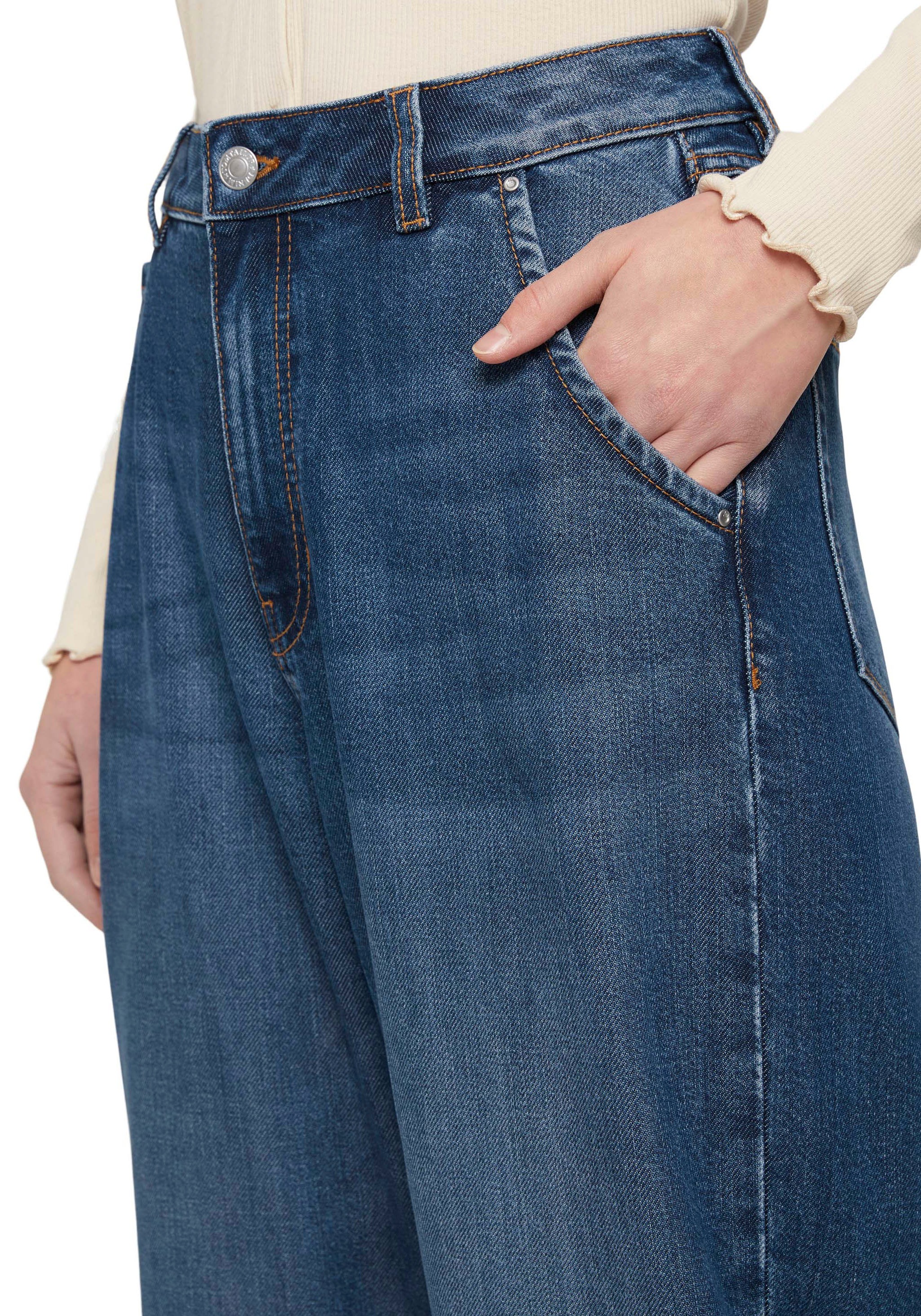 Tom Tailor Denim Damen Jeans BARREL MOM - Relaxed Fit - Blau - Used Mid Sto günstig online kaufen