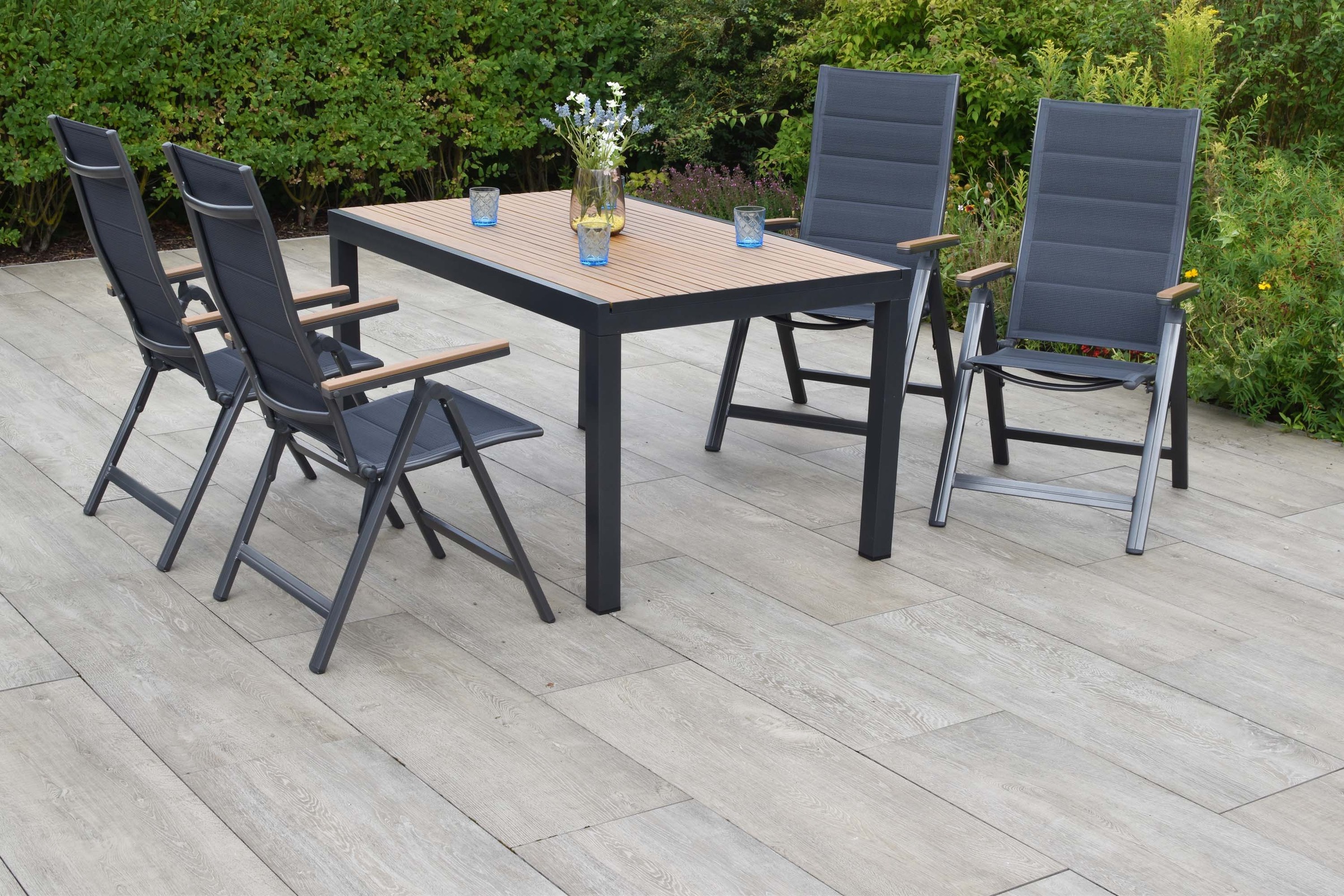 MERXX Garten-Essgruppe »Toledo« Set, 5 tlg. inkl. 4 Klappsessel, 1 Tisch