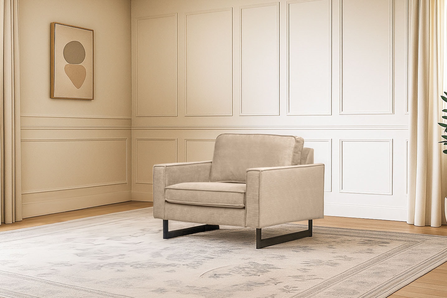 Home affaire Loveseat »Pinto 105 cm, Cord, Chenille, Lederoptik« mit Keder, Metallfüßen und auch in Cord Bezug erhältlich