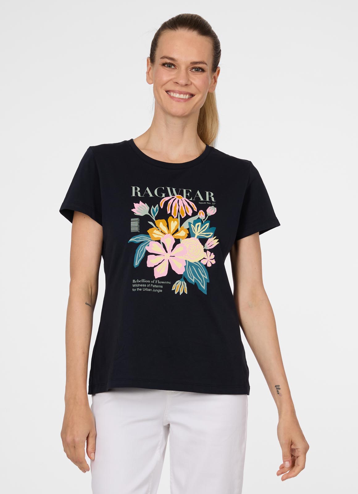 Ragwear Kurzarmshirt "MINTTA PP" mit bedruckter Optik und Druck, Loose Fit, pflegeleicht