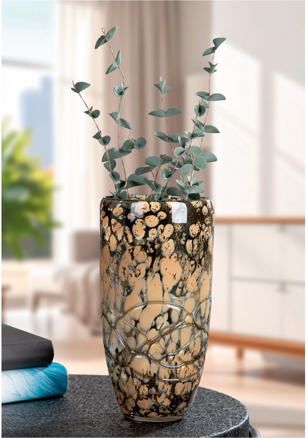 GILDE Tischvase »Glass Art, Vase, "Mountain", Glas, braun« Vase Mountain Dekovase Tischdekoration Blumendeko Gefäß