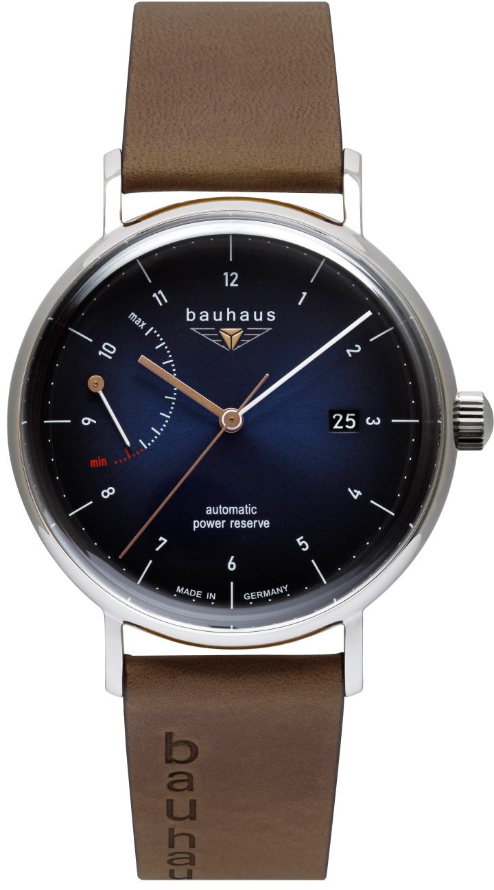 bauhaus Automatikuhr »Bauhaus Edition, Power Reserve, 2160-3«, Armbanduhr, Herrenuhr, Datum, Made in Germany
