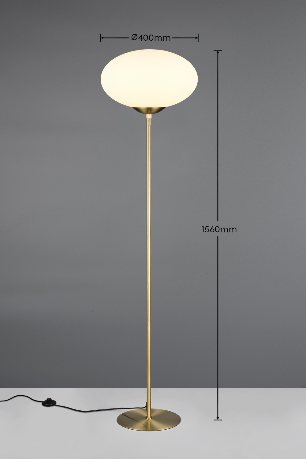 TRIO Leuchten Stehlampe »FOMENTO, Stehleuchte mit Glasschirm Ø 40cm, exkl 1x E27 max 40W« E27 1 Stk. warmweiß - kaltweiß Stehleuchte Metall mit Glas Lampenschirm, Glas opalweiß Höhe 150cm