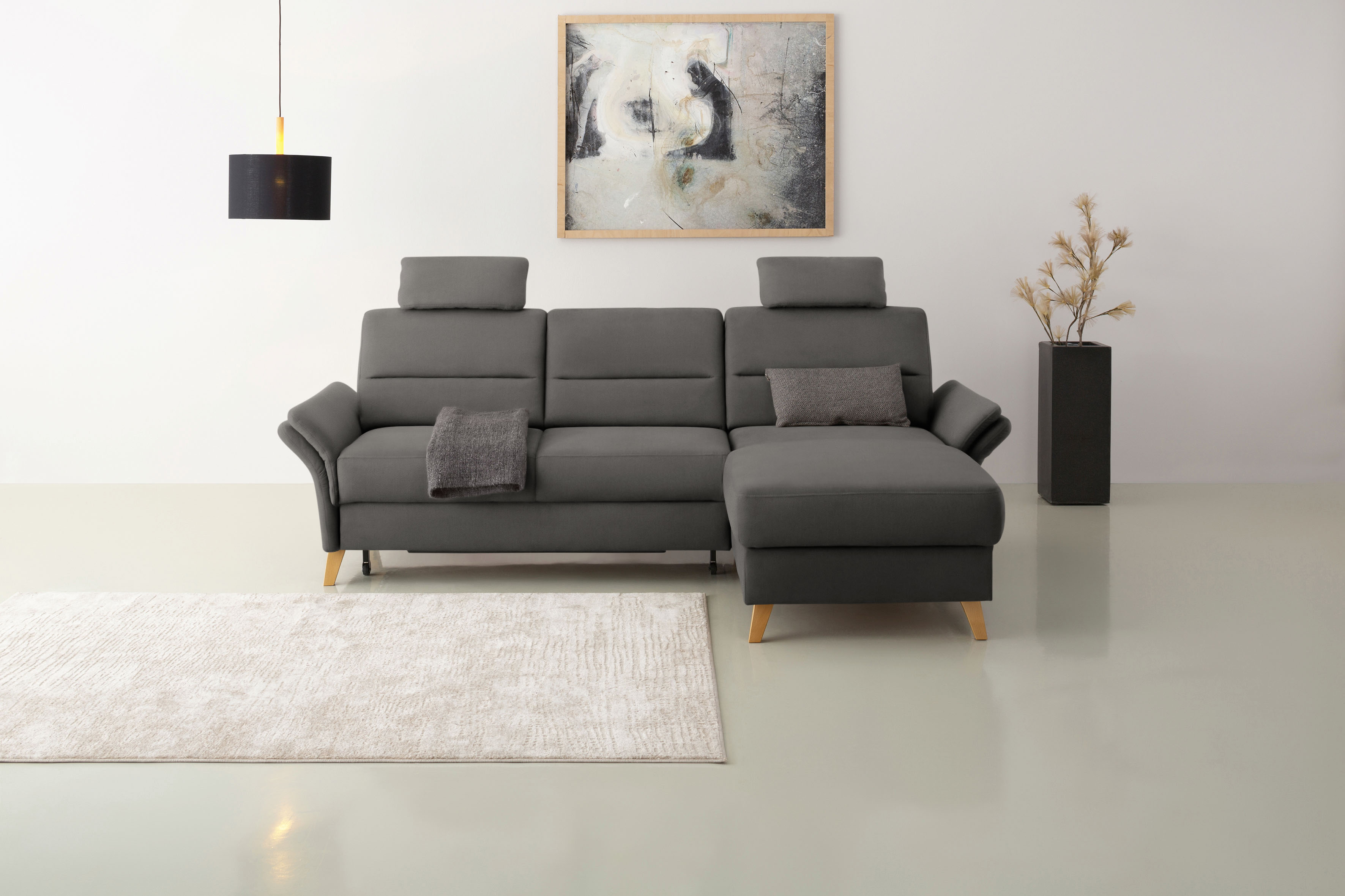 OTTO home Ecksofa "Westerland L-Form" Federkern-Polsterung, wahlweise mit Schlaffunktion, Bettkasten