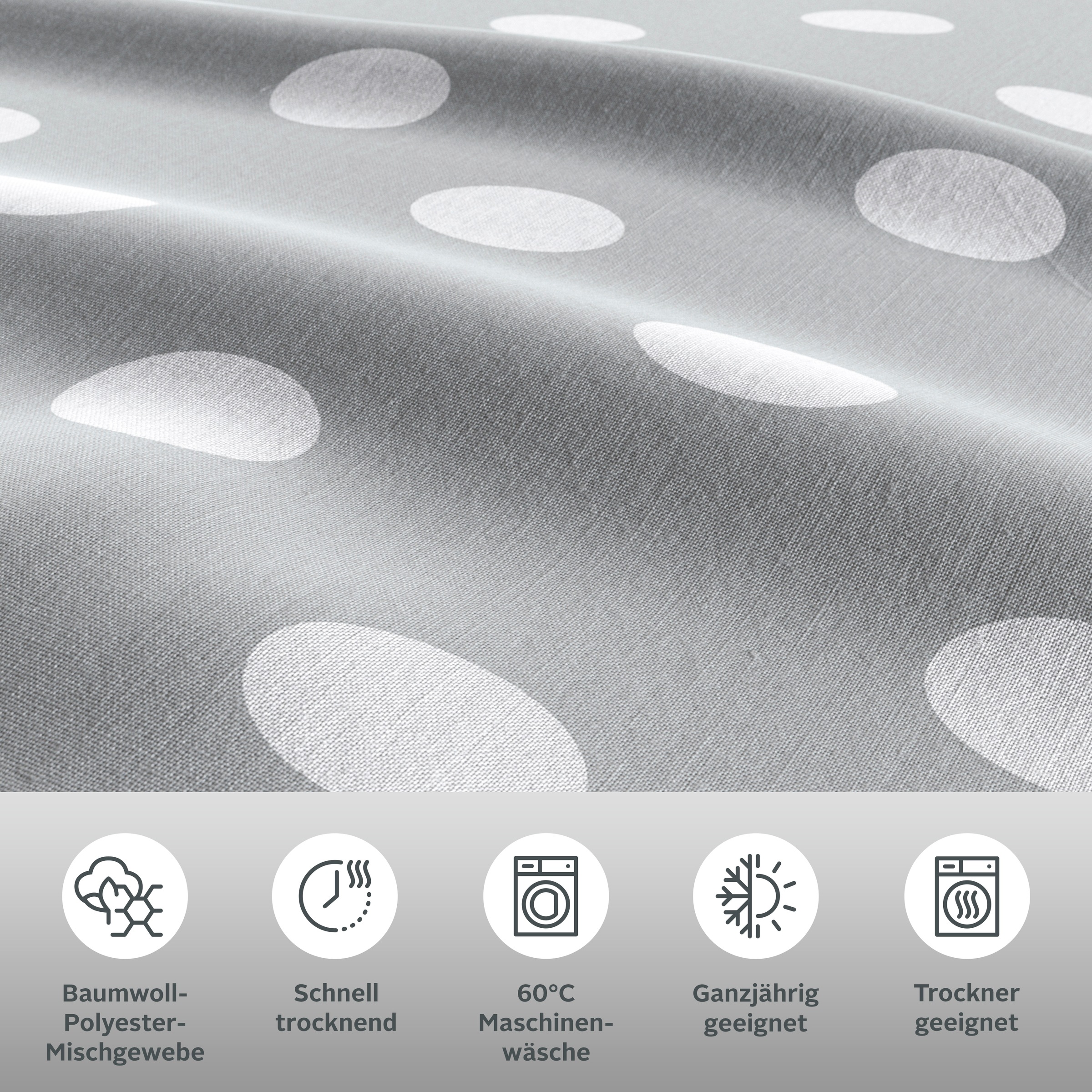 Thumbnail - my home Wendebettwäsche "Dots" 2 Stk. tlg. ab Größe 135x200 cm, aus recyceltem Material, Bettwäsche mit Punkten