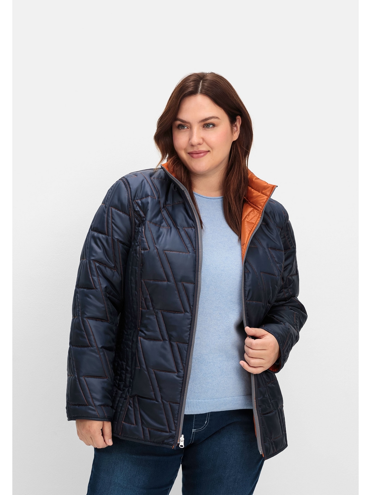 Sheego Steppjacke »Große Größen«, mit Kapuze, zum Wenden, mit Kapuze und Stehkragen