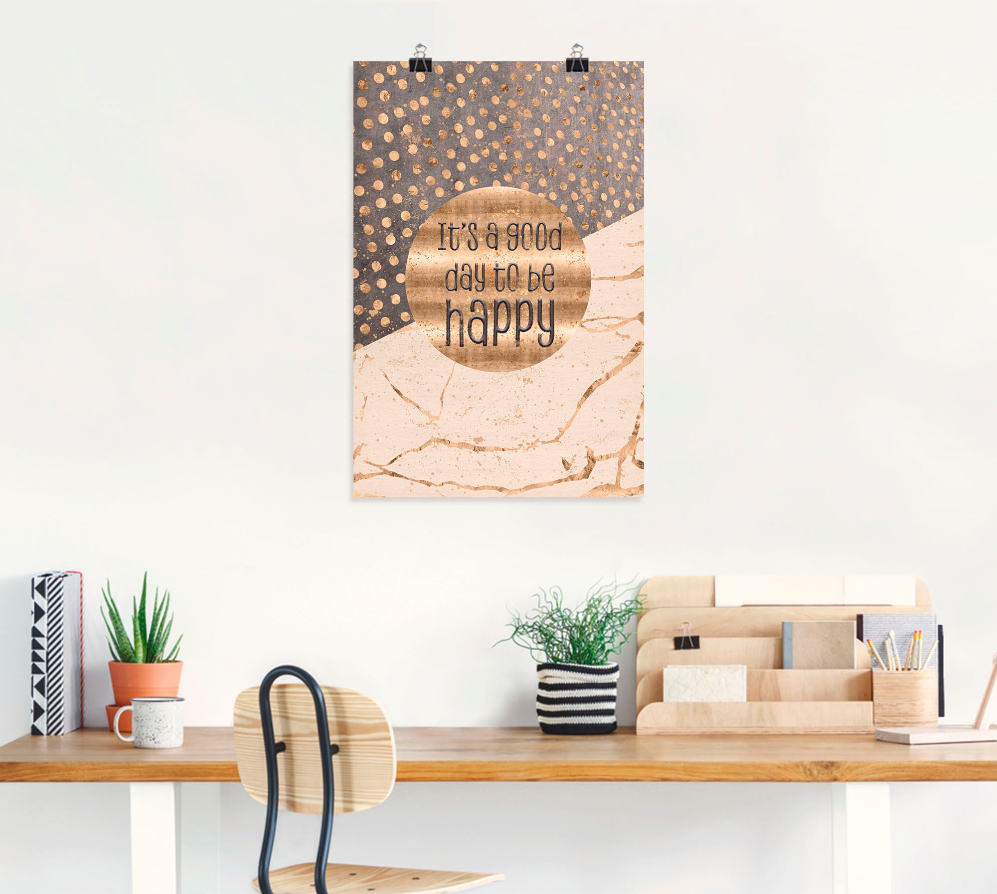 Artland Wandbild »Ein guter Tag um glücklich zu sein« Sprüche & Texte 1 Stk. tlg. als Alubild, Outdoorbild, Leinwandbild, Poster, Wandaufkleber