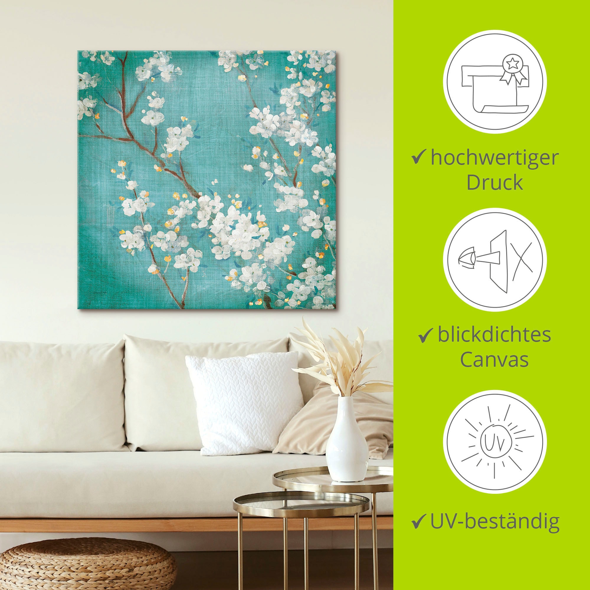 Artland Wandbild »Weiße Kirschblüten II«, Blumen, (1 St.), als Leinwandbild, Poster in verschied. Größen