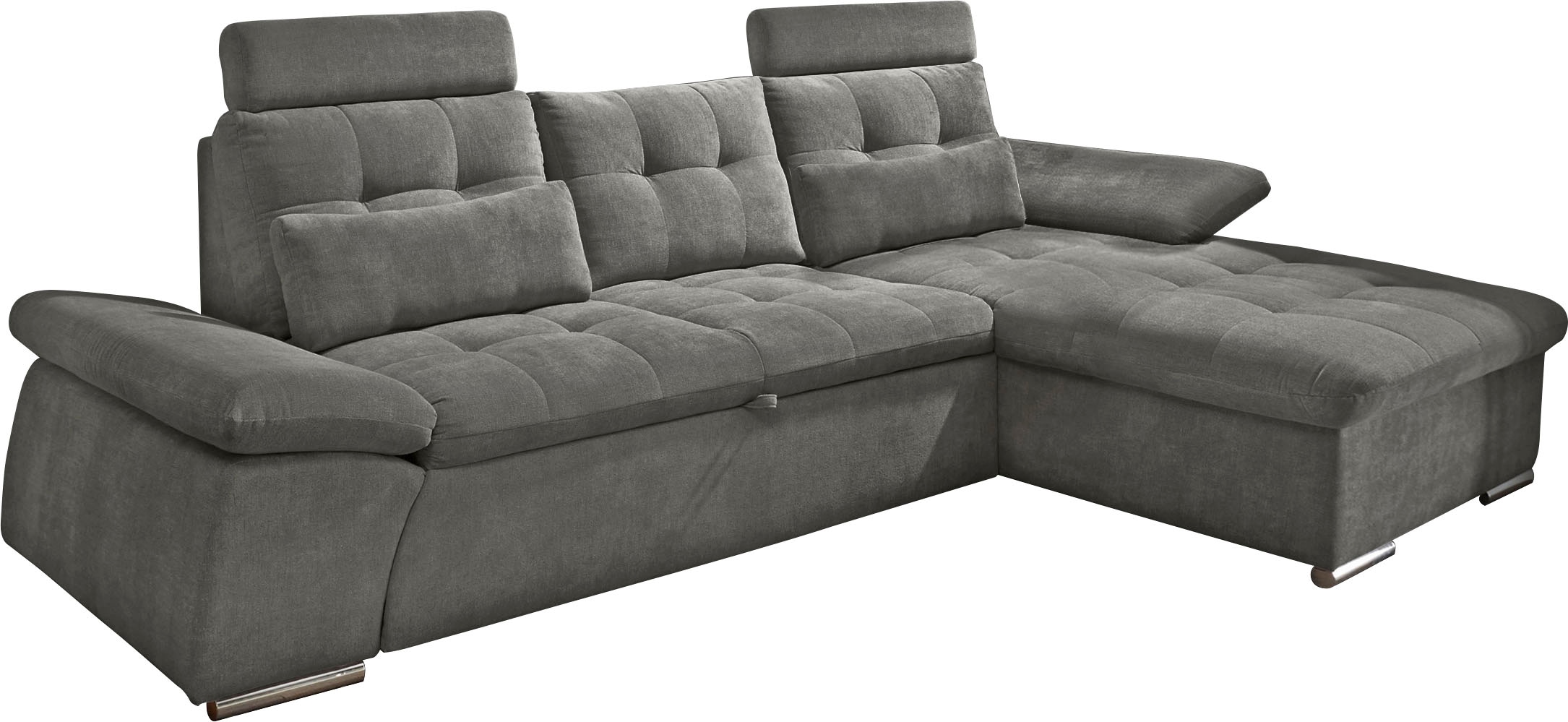 ED EXCITING DESIGN Ecksofa »Nalo L-Form«, mit Bettfunktion, Kopfstützen, Nierenkissen, Armteilverstellung