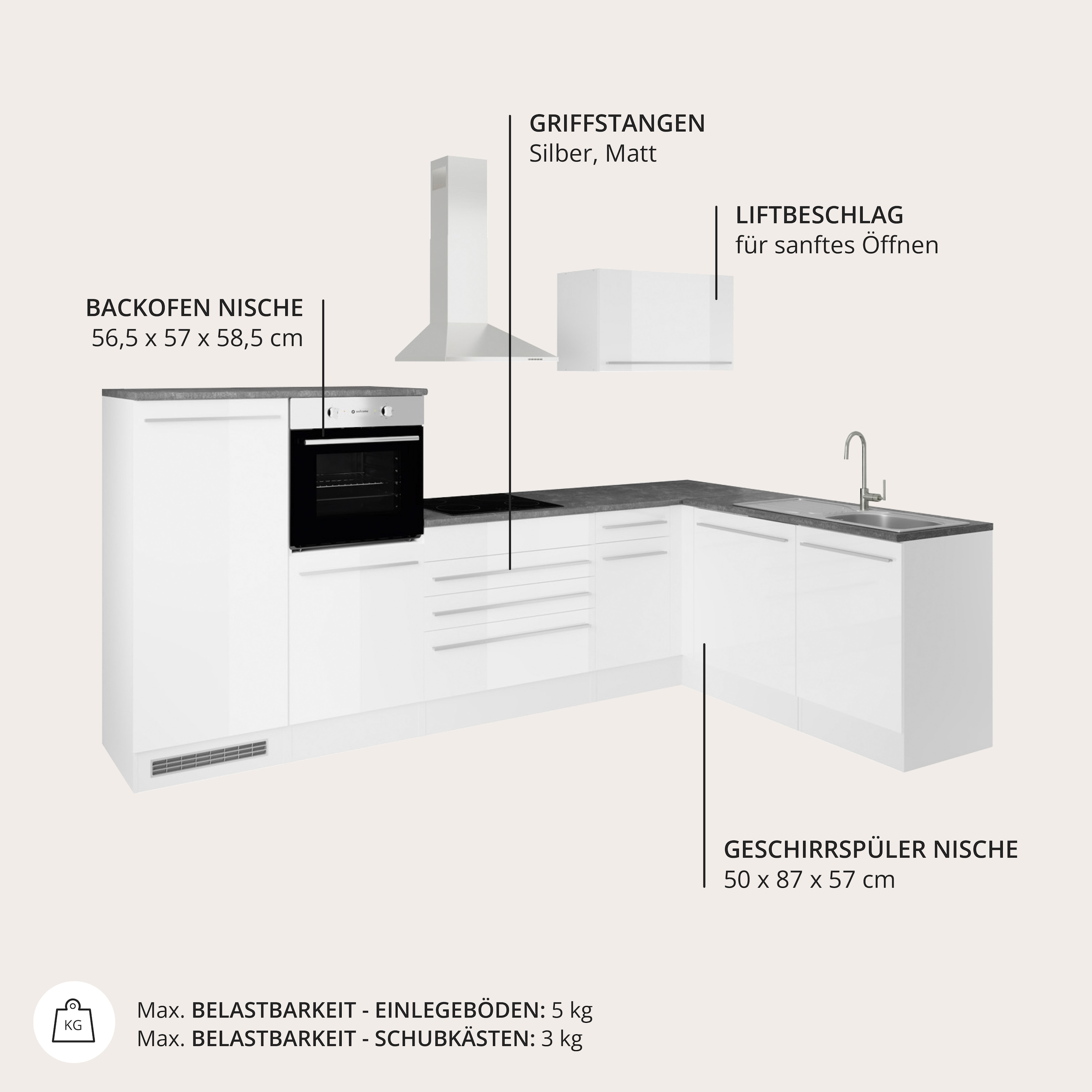 BASIC by Balculina Winkelküche »Jazz« Stellbreite 320/175 cm, wahlweise mit E-Geräten