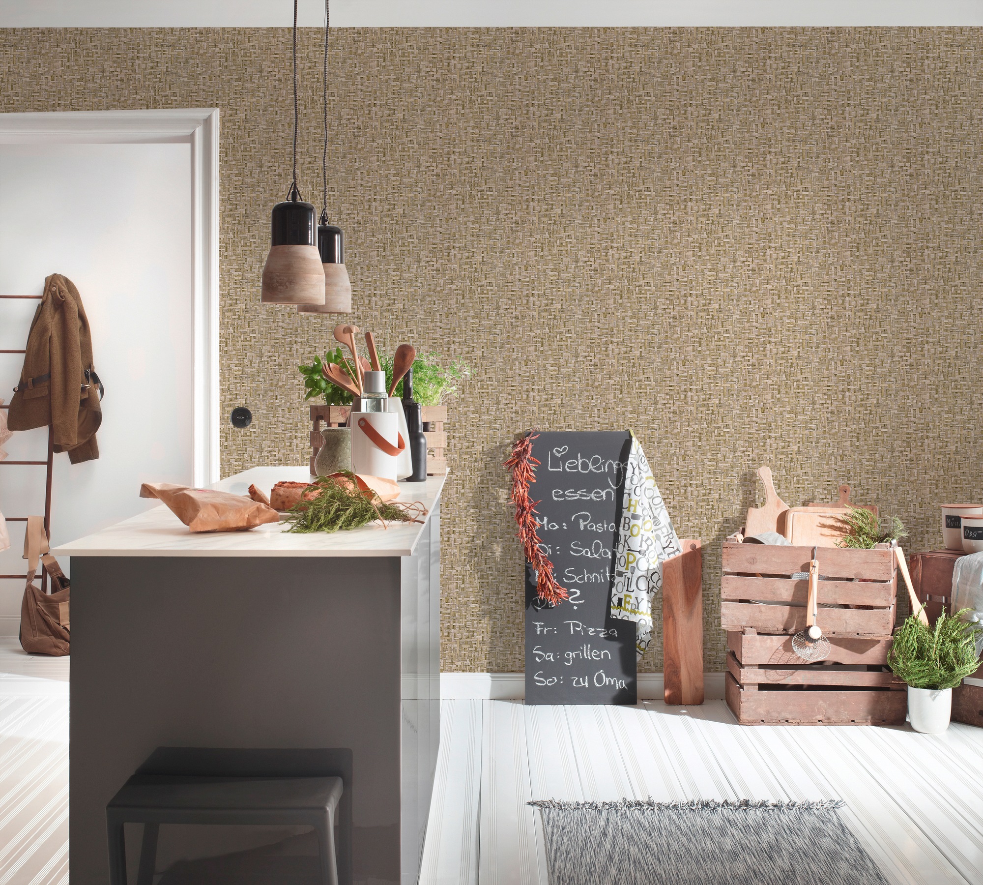 Architects Paper Vliestapete »Jungle Chic«, Flechtoptik-gemustert-Motiv, Tapete Holzoptik Tapeten Wohnzimmer Schlafzimmer Küche Flur Design