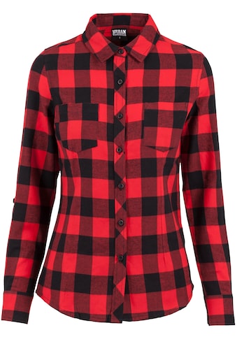 Langarmhemd »Urban Classics Damen Ladies Turnup Checked Flanell Shirt«, (1 tlg.)