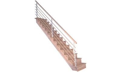 Starwood Systemtreppe »Massivholz Lindos, Design-Geländer Holzrundstäbe«, Durchgehende... kaufen