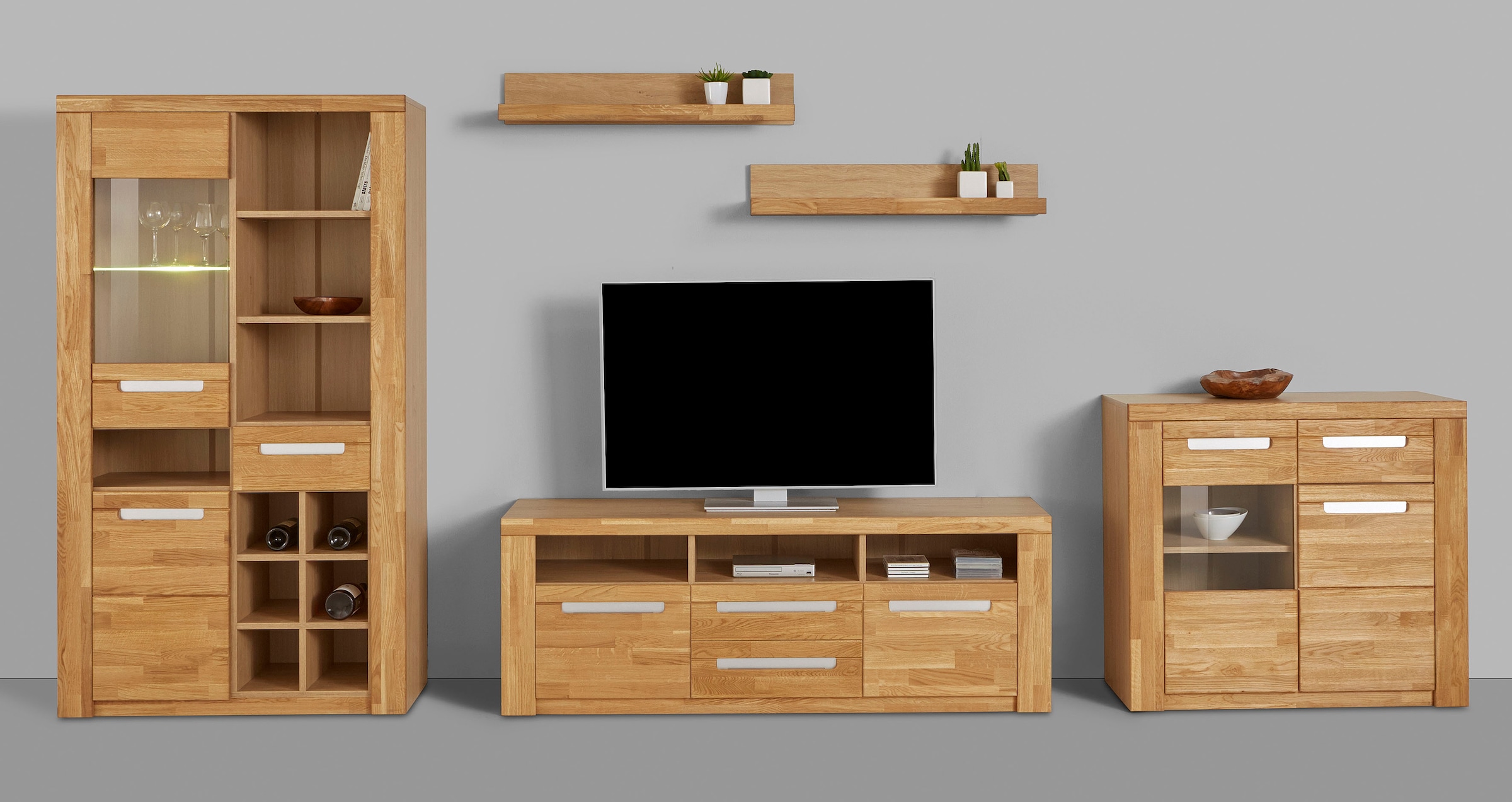 Home affaire Wohnwand "Kolding" Set, 5 Stk. tlg. teilmassives Holz günstig online kaufen
