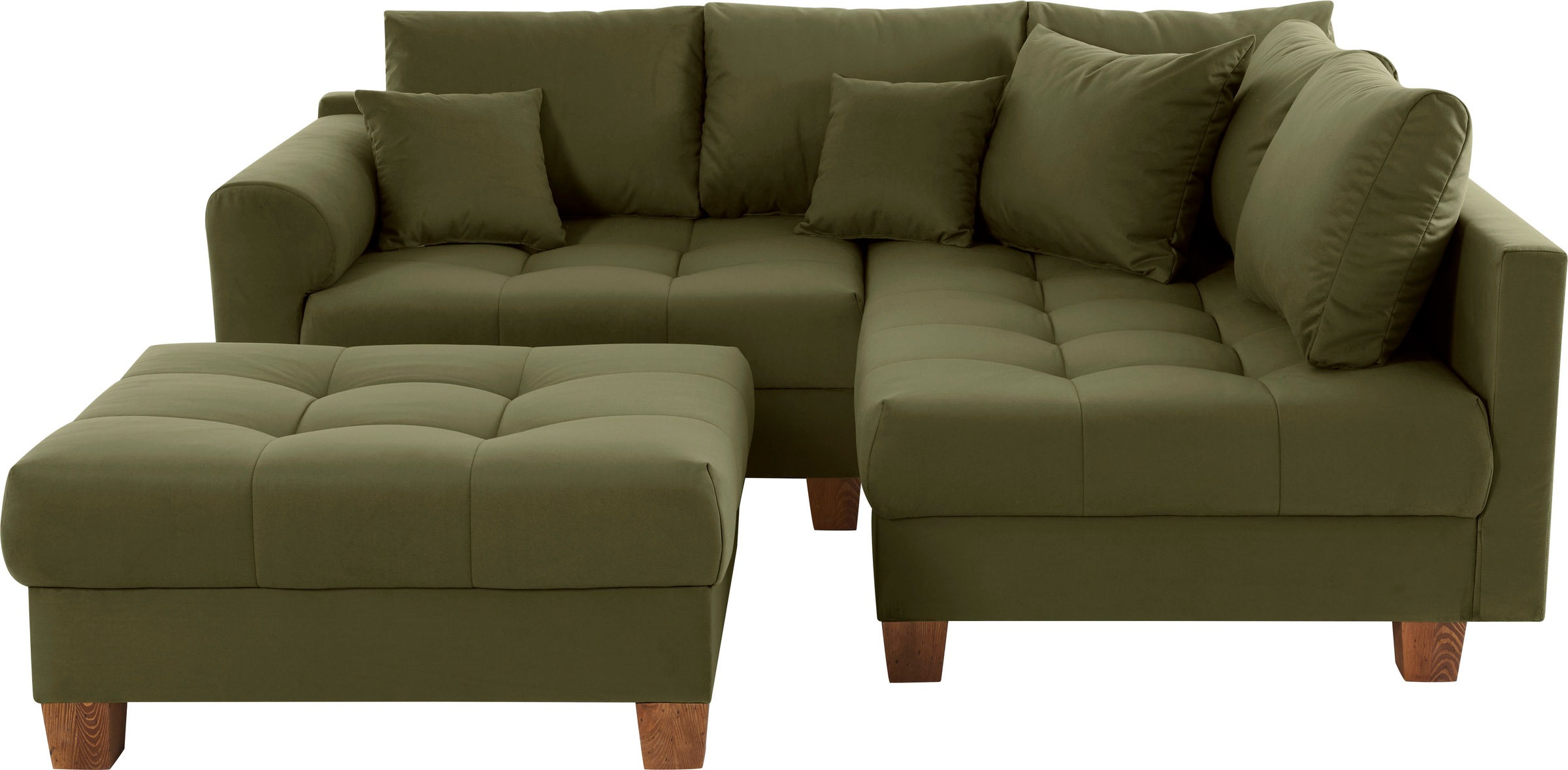 Home affaire Ecksofa "Rice L-Form, B: 216 cm" Set: Sofa & Hocker, mit 3 Zie günstig online kaufen