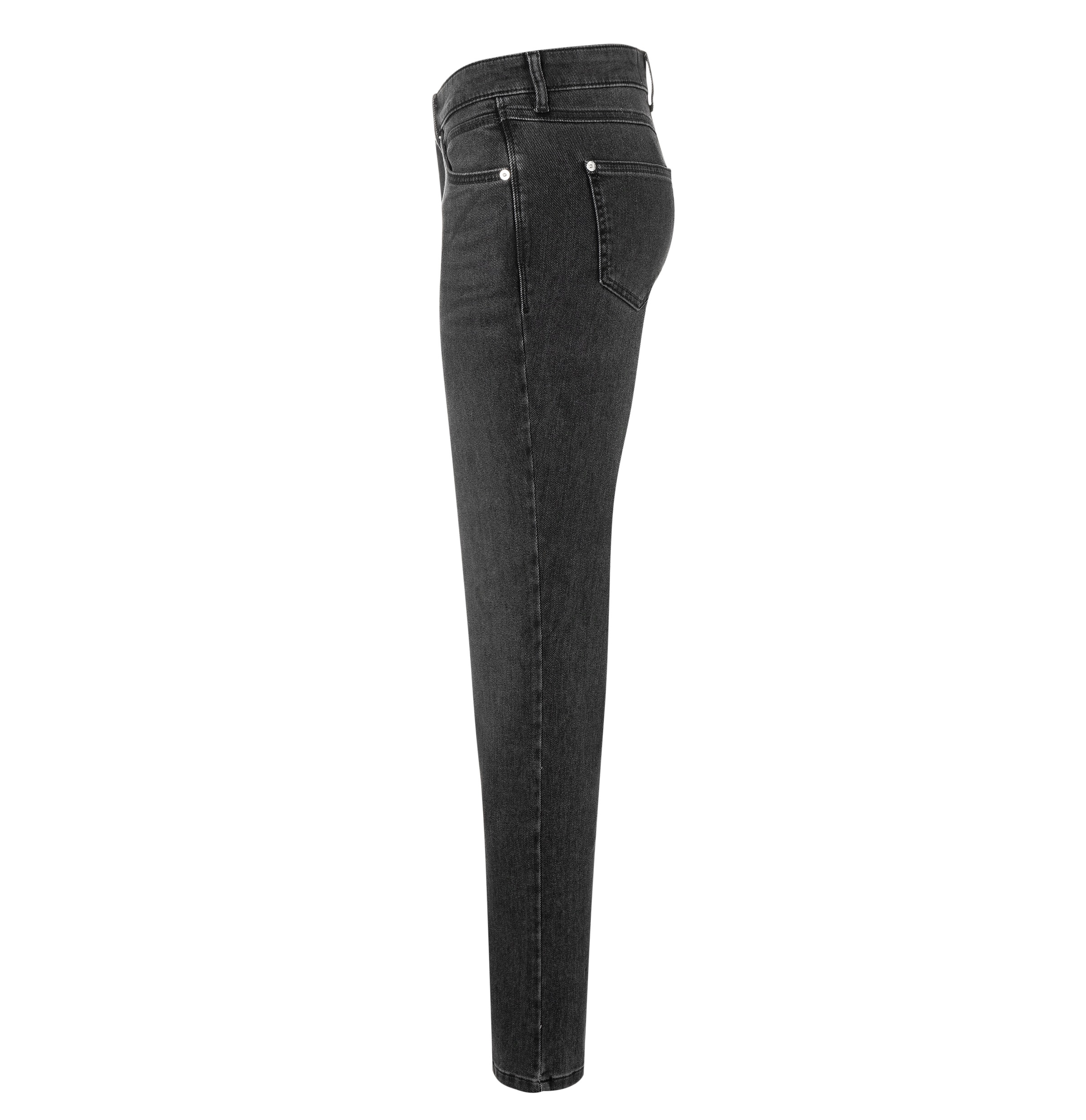 Straight-Jeans MAC "MACMELANIE", Damen, Gr. 36, Länge 34, grau basic, Denim/Jeans, Obermaterial: 77% Baumwolle, 10% Polyester, 10% Viskose, 3% Elasthan, straight fit knöchellang, Jeans Straight-Jeans, Sportives Naht-Detail am Tascheneingriff 3