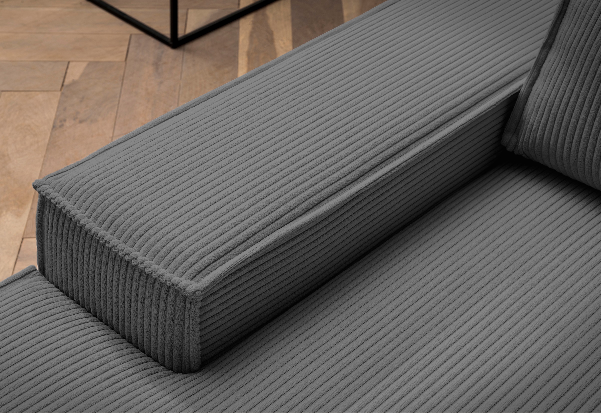Home affaire Ecksofa »SHERWOOD, Schlafsofa in L-Form offen (275cm), Cord, Leinenoptik«, Schlaffunktion und Bettkasten, Kedernaht, hoher Sitz- & Liegekomfort