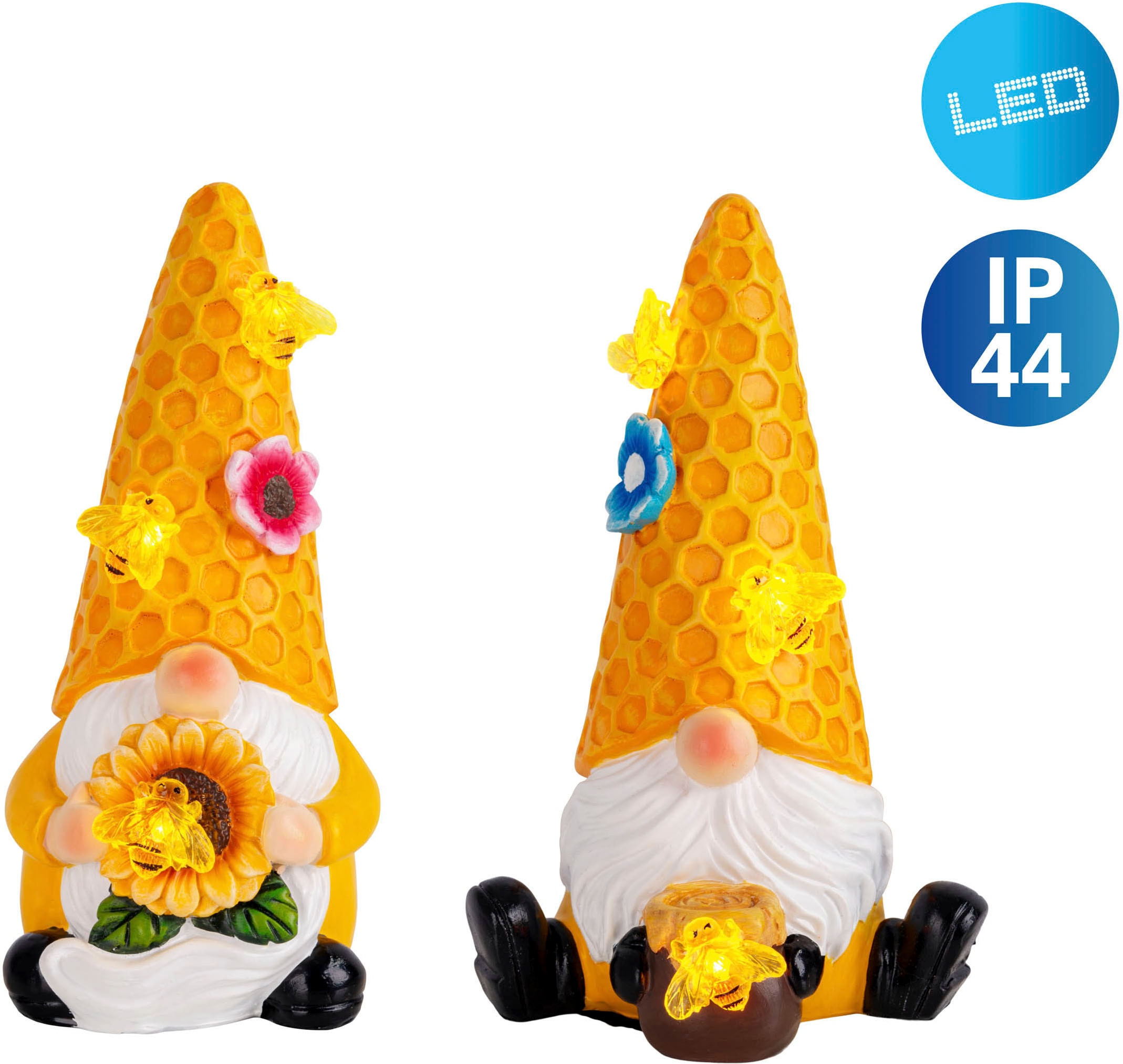 näve LED Solarleuchte "Abby" LED-Modul 2 Stk. Warmweiß 2er Set Wichtel, gel günstig online kaufen
