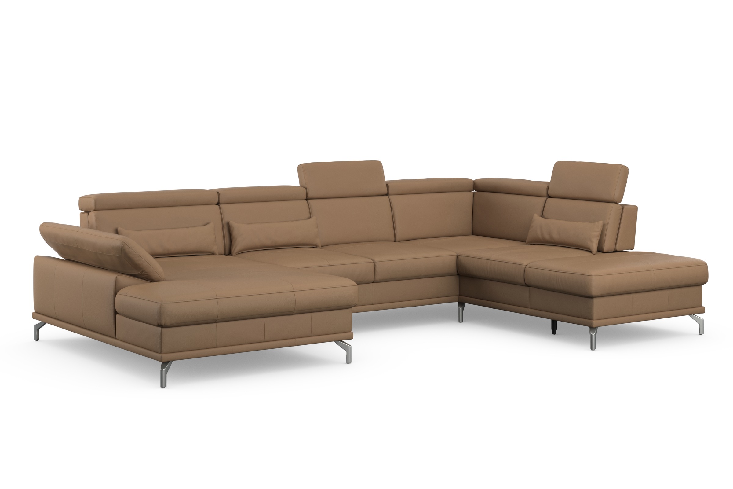 sit&more Wohnlandschaft »Cabrio U-Form, B: 359 cm, mit Sitztiefen-, Arm- & Kopfteilverstellung«, 3 Nierenkissen, Federkern, optional Bettfunktion und Stauraum