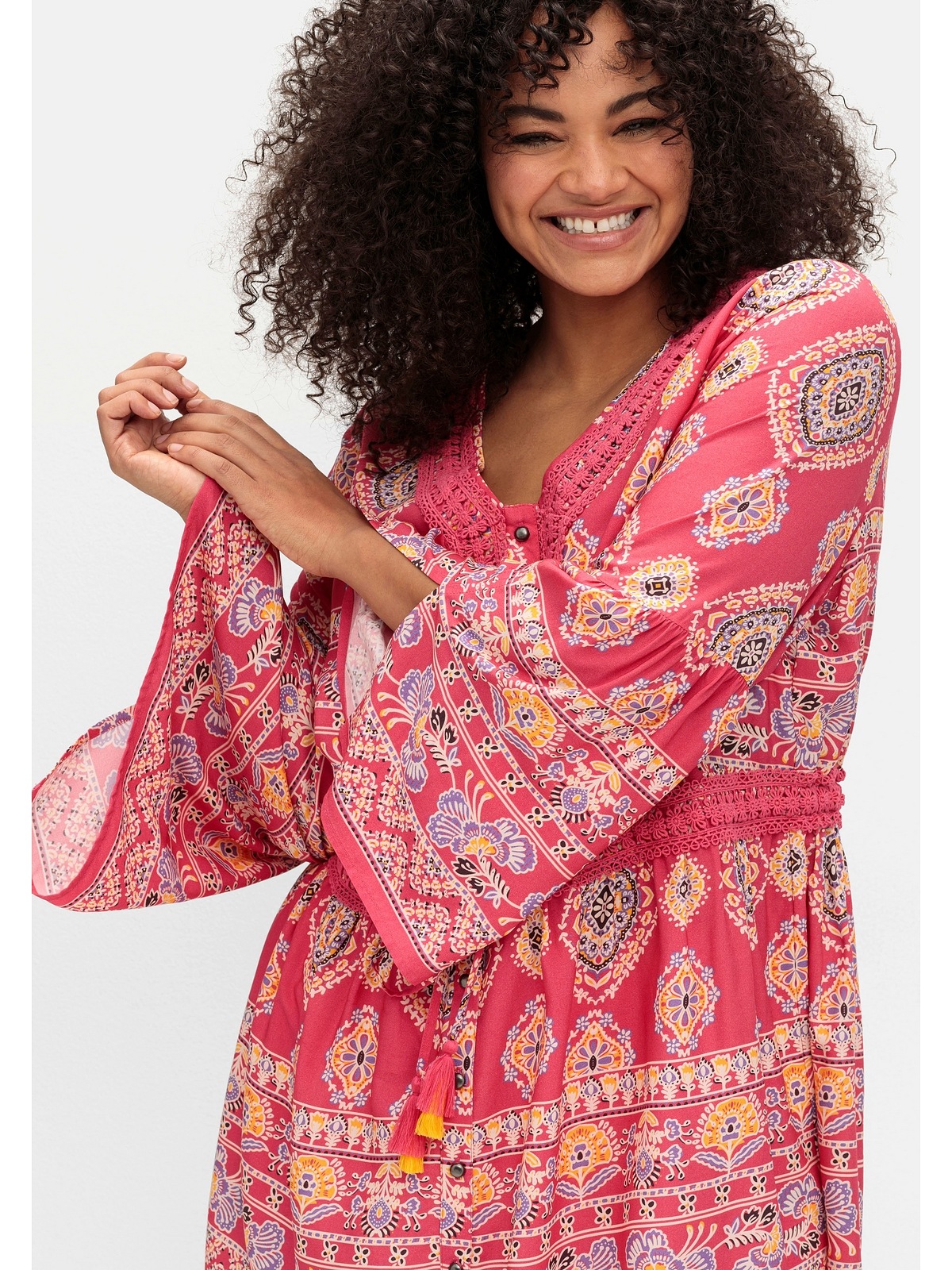 sheego by Joe Browns Longbluse »Große Größen«, im Ethno-Stil, mit Crochet-Spitze