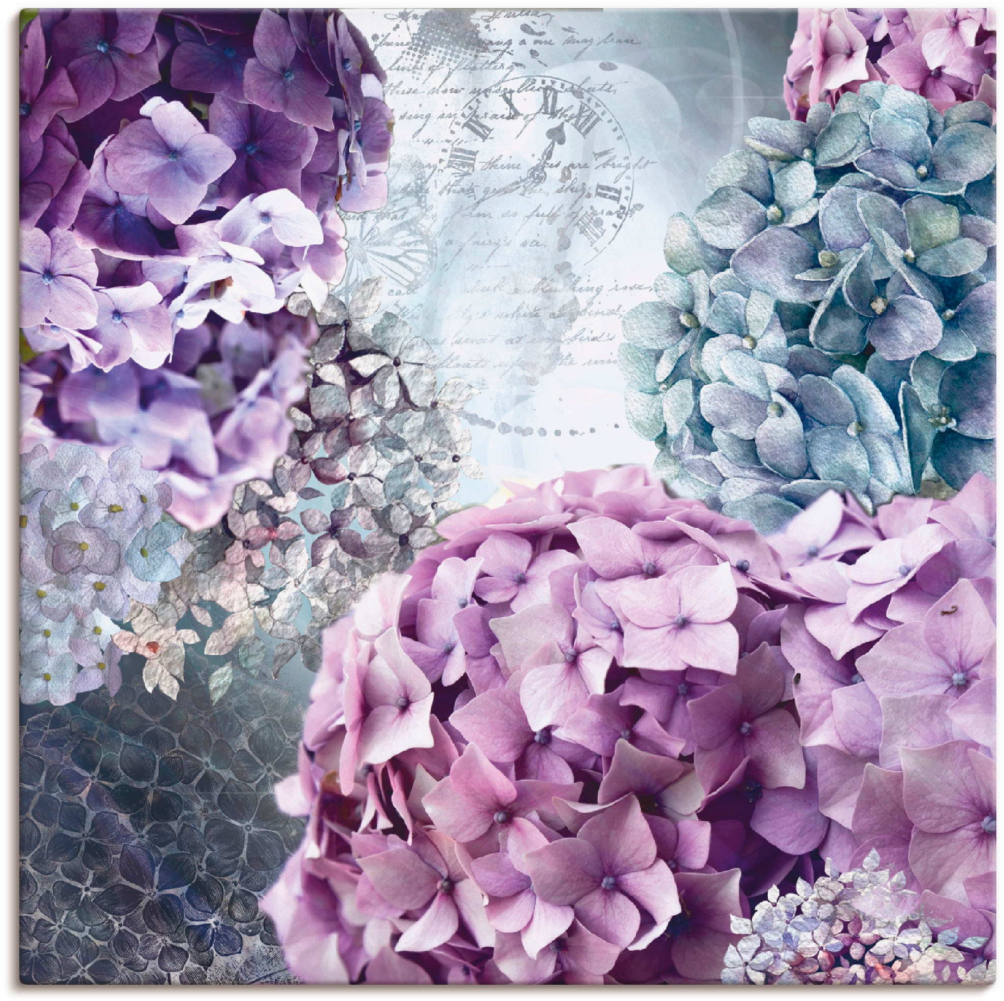 Artland Wandbild (1 Wandaufkleber Blumen, oder St.), als und Grau bestellen | Alubild, Hortensie«, versch. Poster BAUR »Blau Leinwandbild, Größen in