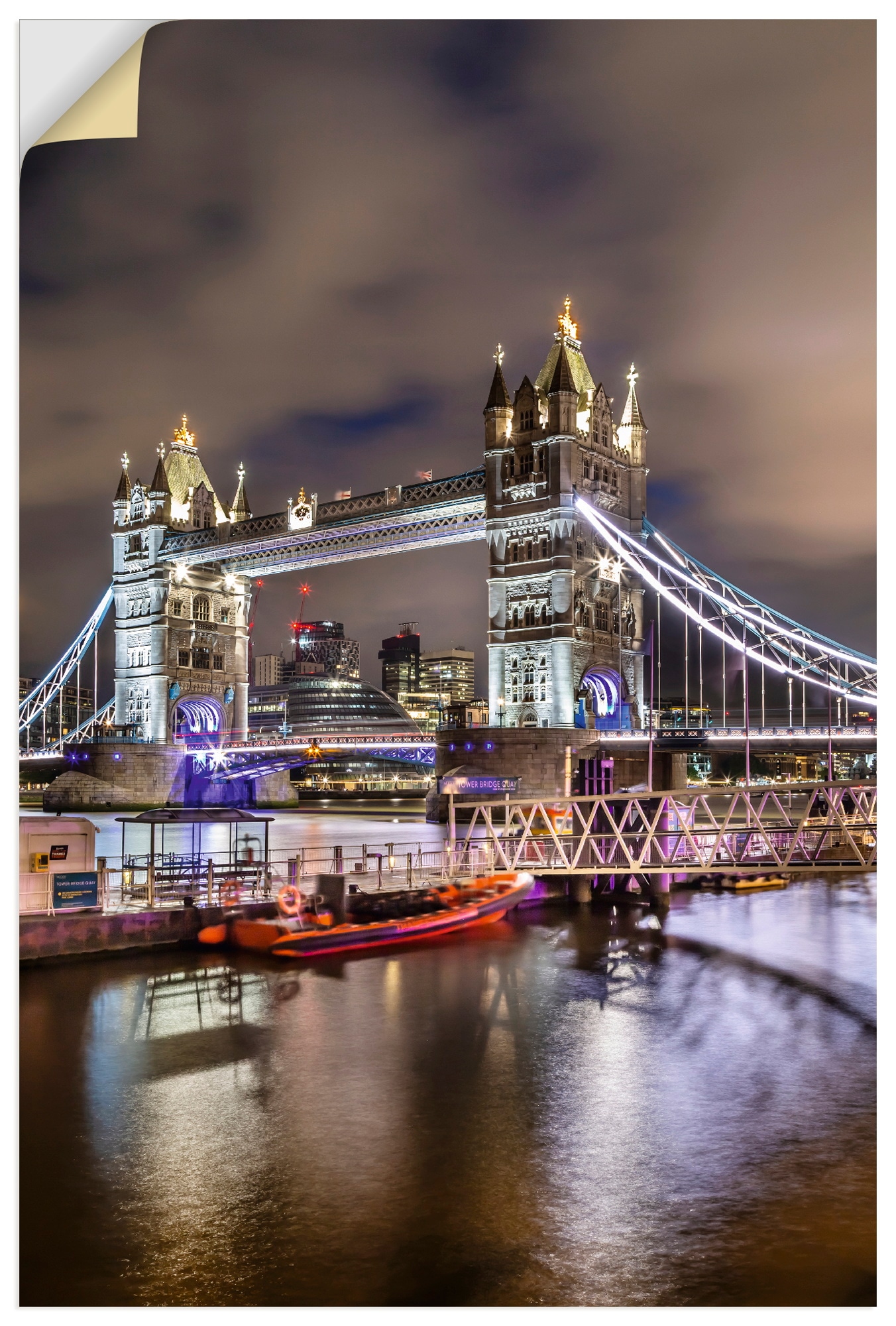 Wandbild ARTLAND "LONDON Tower Bridge im Abendlicht", farbe bild(er): rot, B:60cm H:90cm, Bilder, als Alubild, Leinwandbild, Poster, Wandaufkleber in verschied. Größen