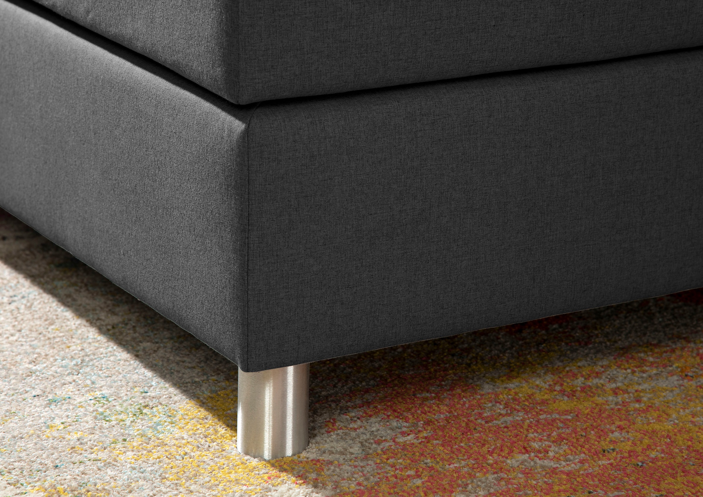 Boxspringbett HOME AFFAIRE "Parla", grau (anthrazit), L:218cm, 100% Polyester, Komplettbetten, Boxspringbett, incl. Topper, 4 Farben in 4 Breiten, 2 Härtegraden, 3 Matratzenarten 2