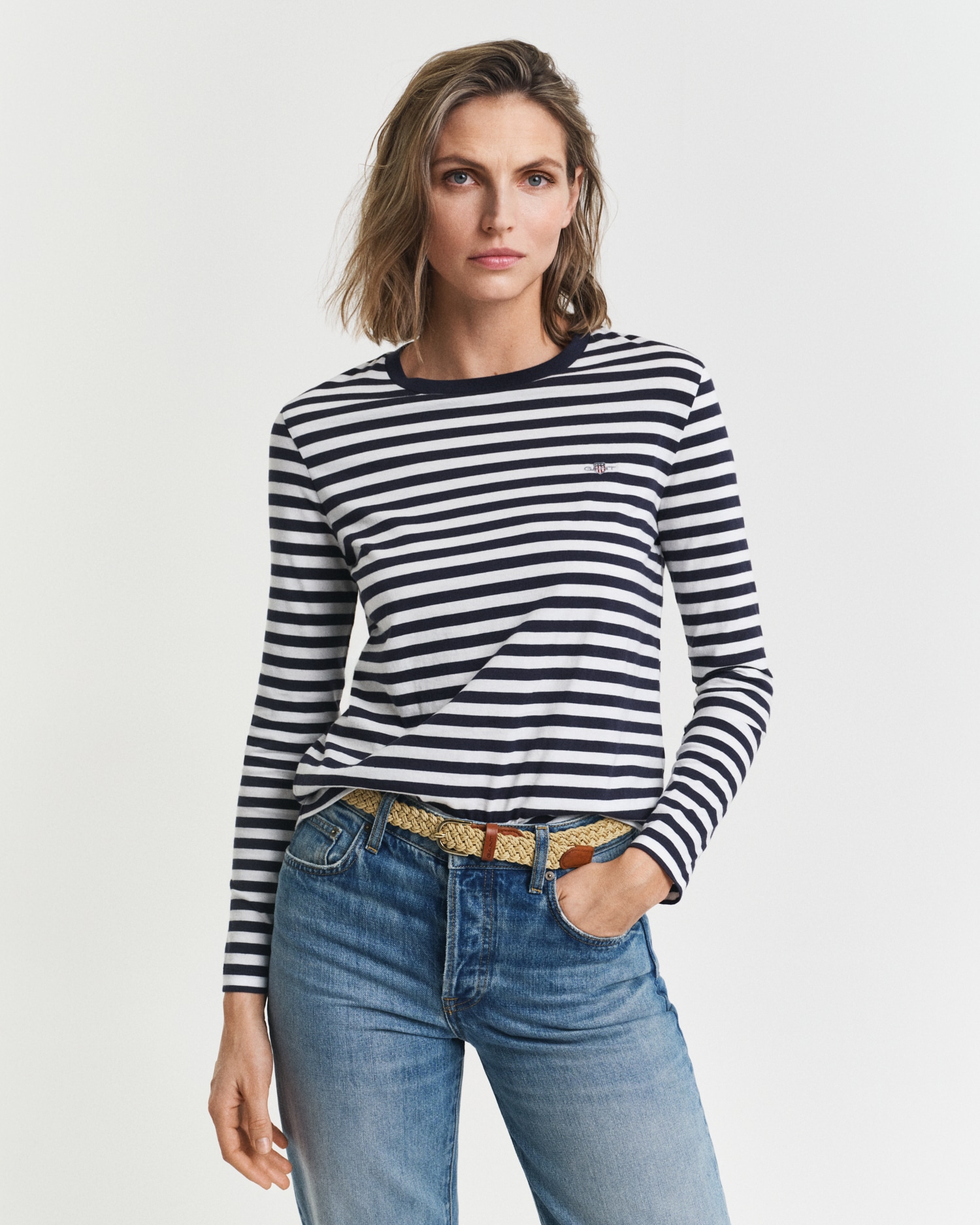 Gant Langarmshirt "REGULAR STRIPED SHIELD" Regular fit mit Rundhalsausschni günstig online kaufen