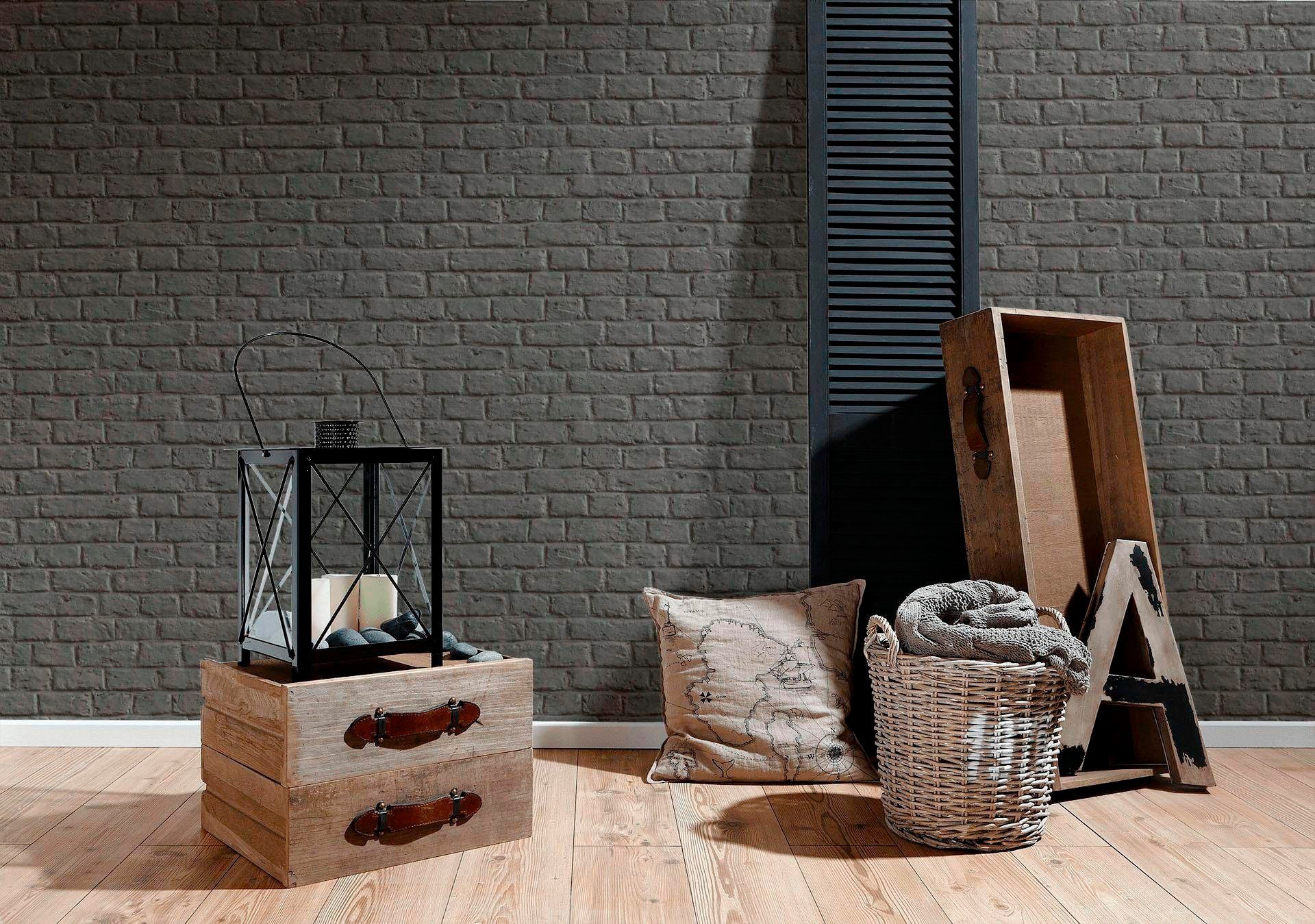 living walls Vliestapete »Metropolitan Stories Anke & Daan Amsterdam«, Steinoptik-gemustert-Motiv, Landhaus Tapete Stein Tapeten Wohnzimmer Schlafzimmer Küche Flur Optik