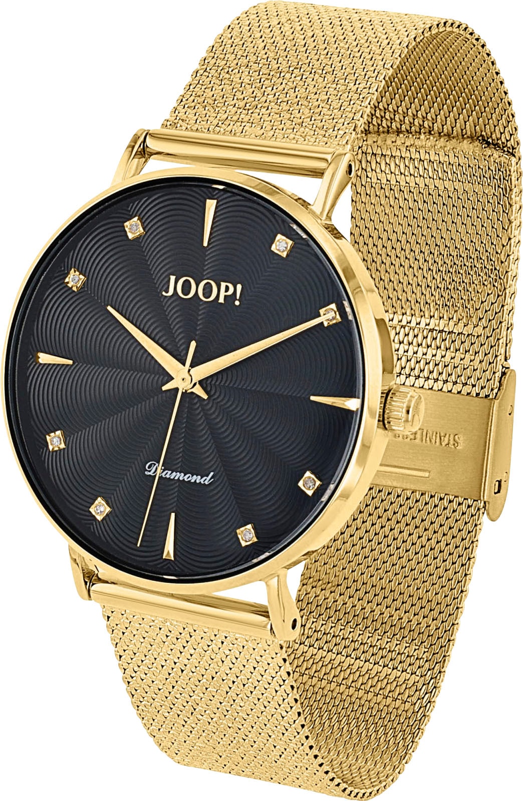 JOOP! Quarzuhr, Armbanduhr, Damenuhr, Edelstahlarmband, analog, Diamant