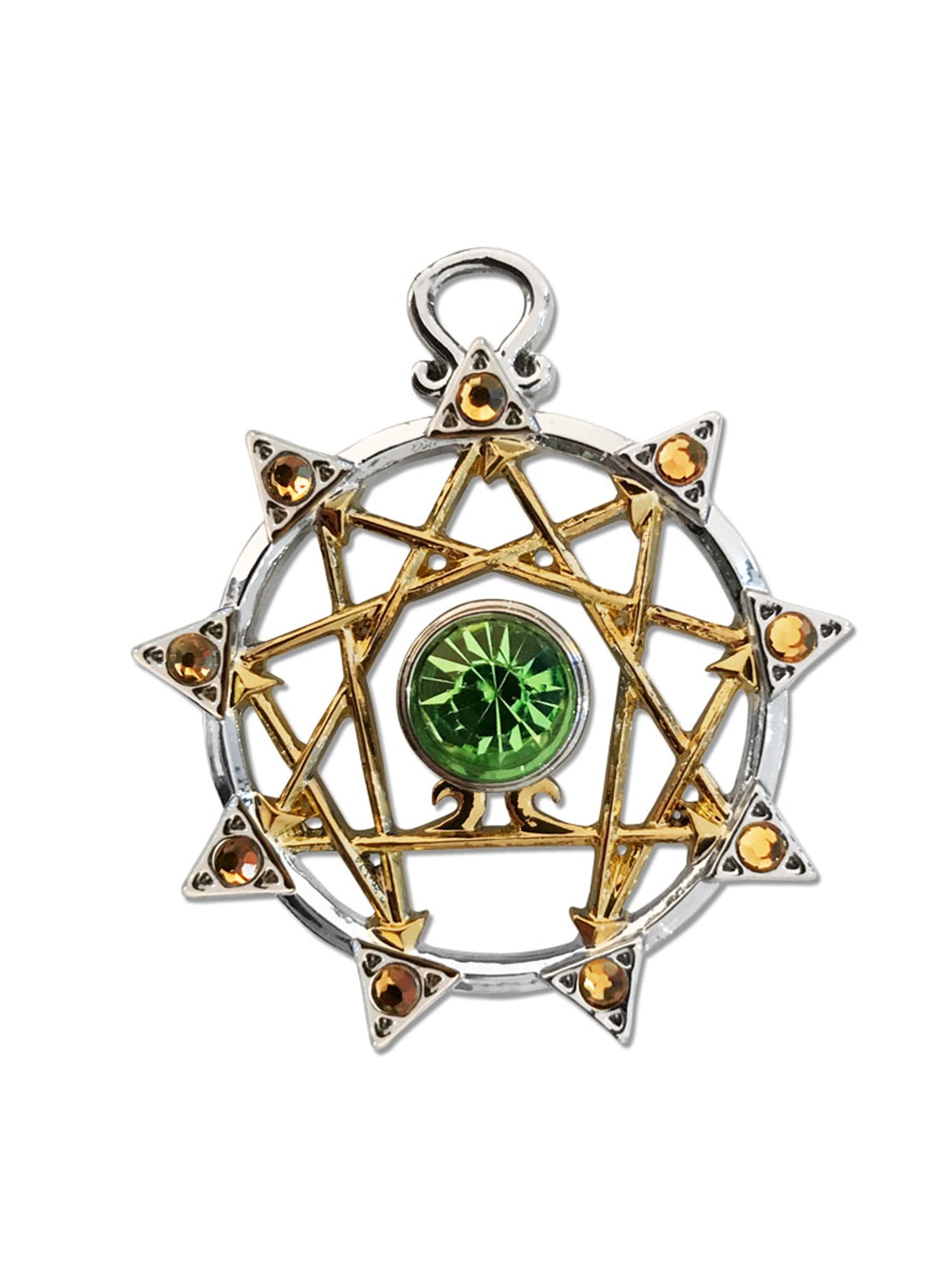 Adelia´s Amulett »Amulett Anhänger Mystische Kabbala mit Glasstein Enneagramm«, Enneagramm - Für größere Selbsterkenntnis