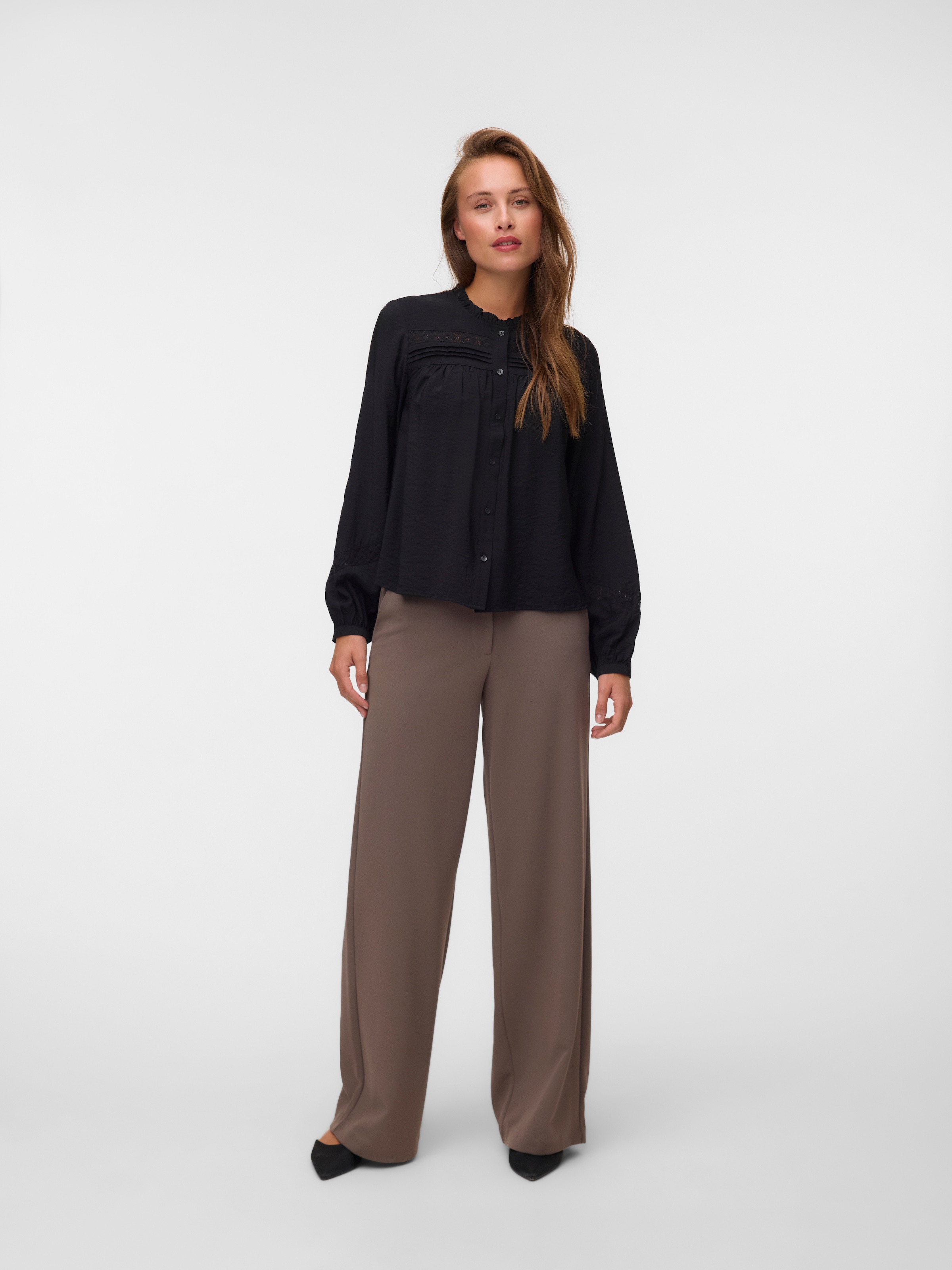 Vero Moda Langarmbluse »VMCASEY LS LACE SHIRT WVN NOOS« Viskosemischung, regular fit