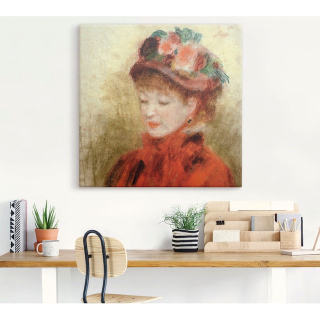Artland Wandbild »Junge Frau mit Blumenhut«, Frau, (1 St.), als Leinwandbild,  Wandaufkleber oder Poster in versch. Größen kaufen | BAUR