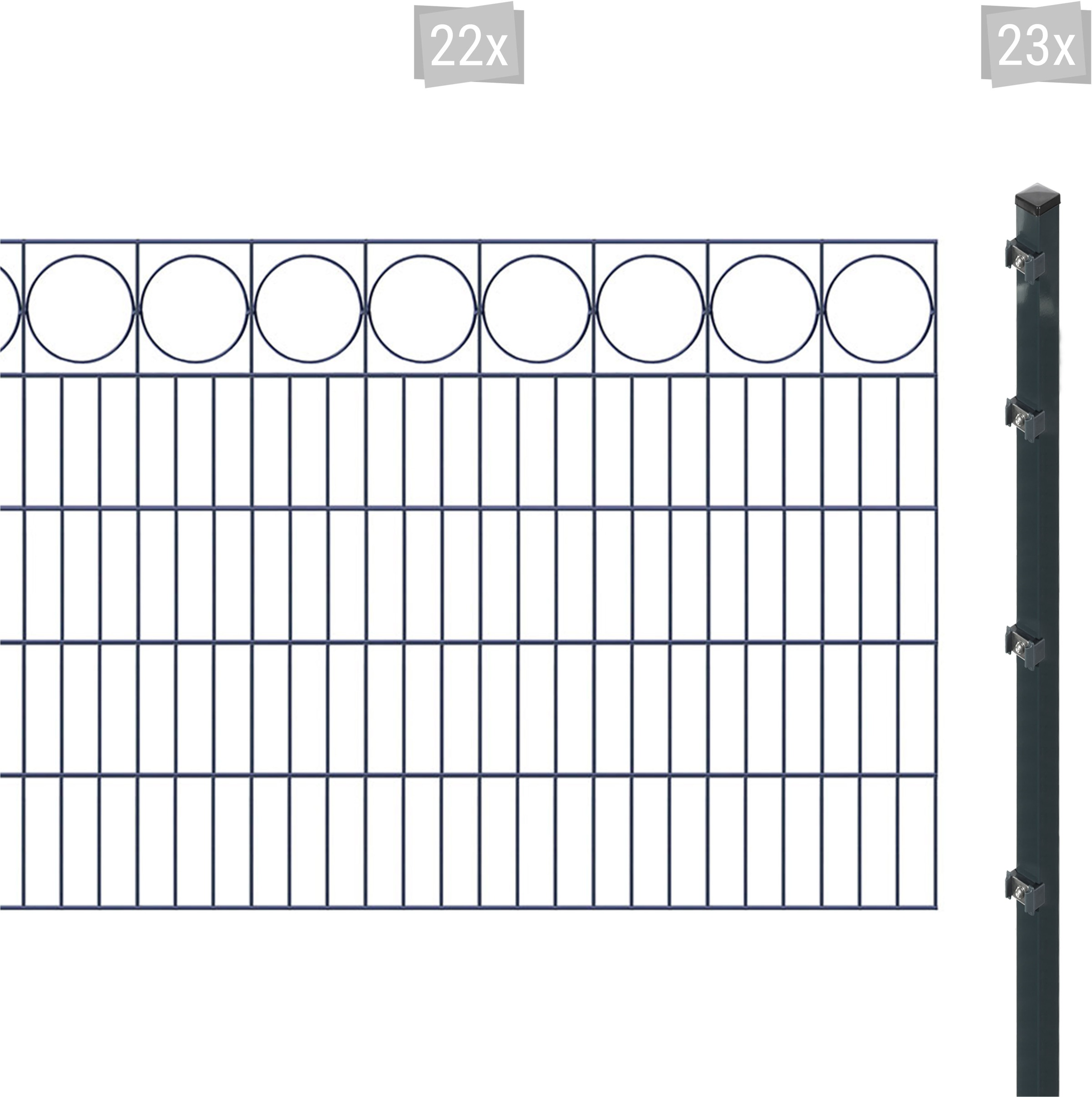 Arvotec Doppelstabmattenzaun "ESSENTIAL 100 zum Einbetonieren "Ring" mit Zierleiste", Zaunhöhe 100 cm, Zaunlänge 2 - 60 