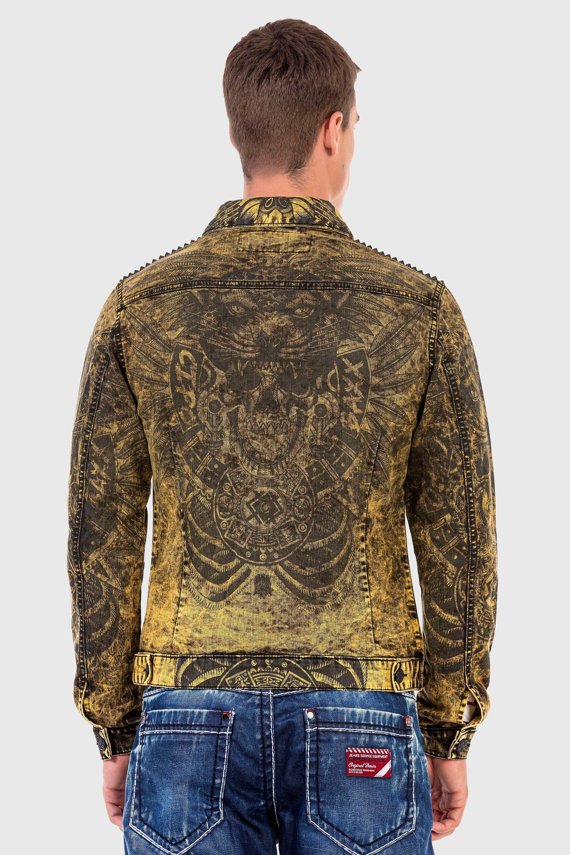 Cipo & Baxx Jeansjacke »'JEANS JACKET'«, ohne Kapuze, mit coolem Alloverprint